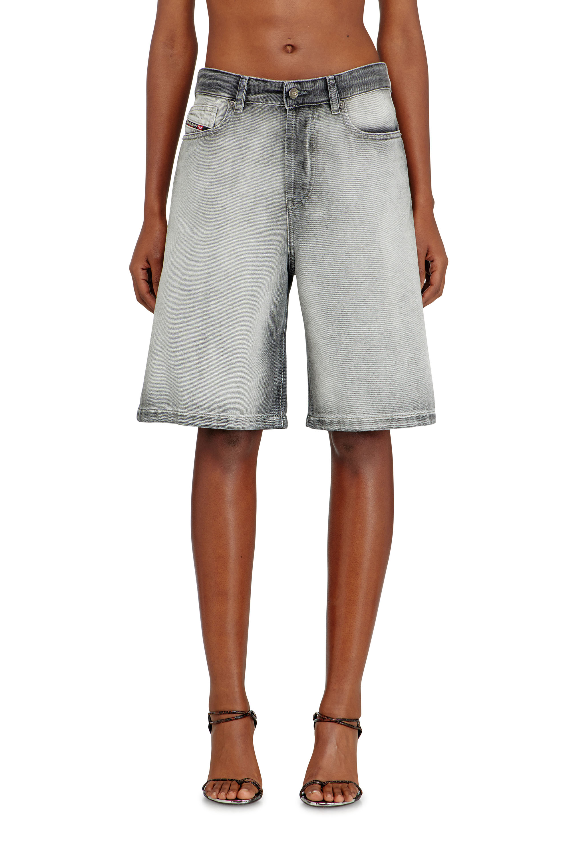 Diesel - DE-SIRE-SHORT-FSI, Woman's Shorts in soft skeleton denim in Grey - 2