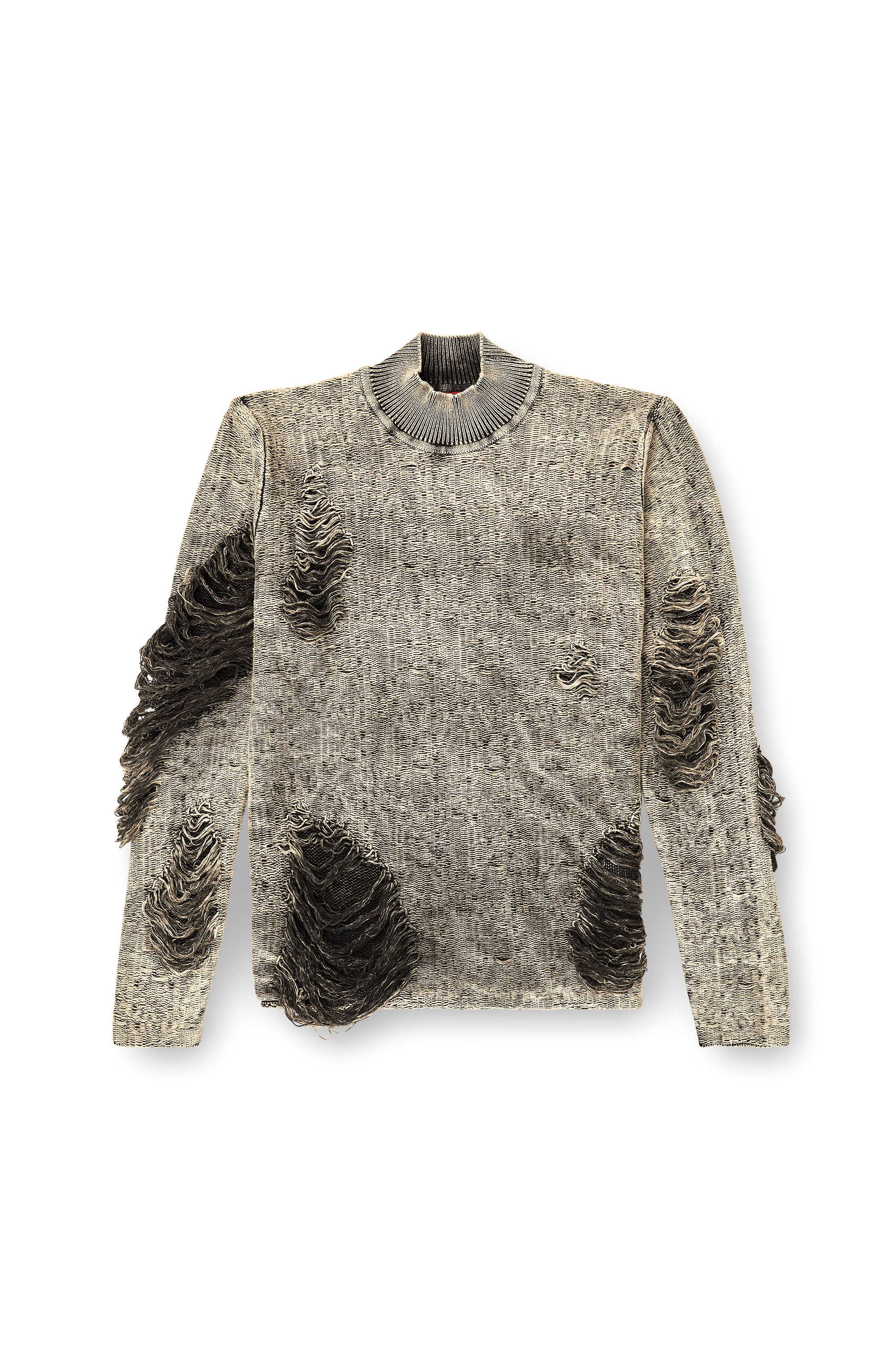 Diesel - K-FJORDI, Male's Destroyed jumper with floating yarns in Grey - 3