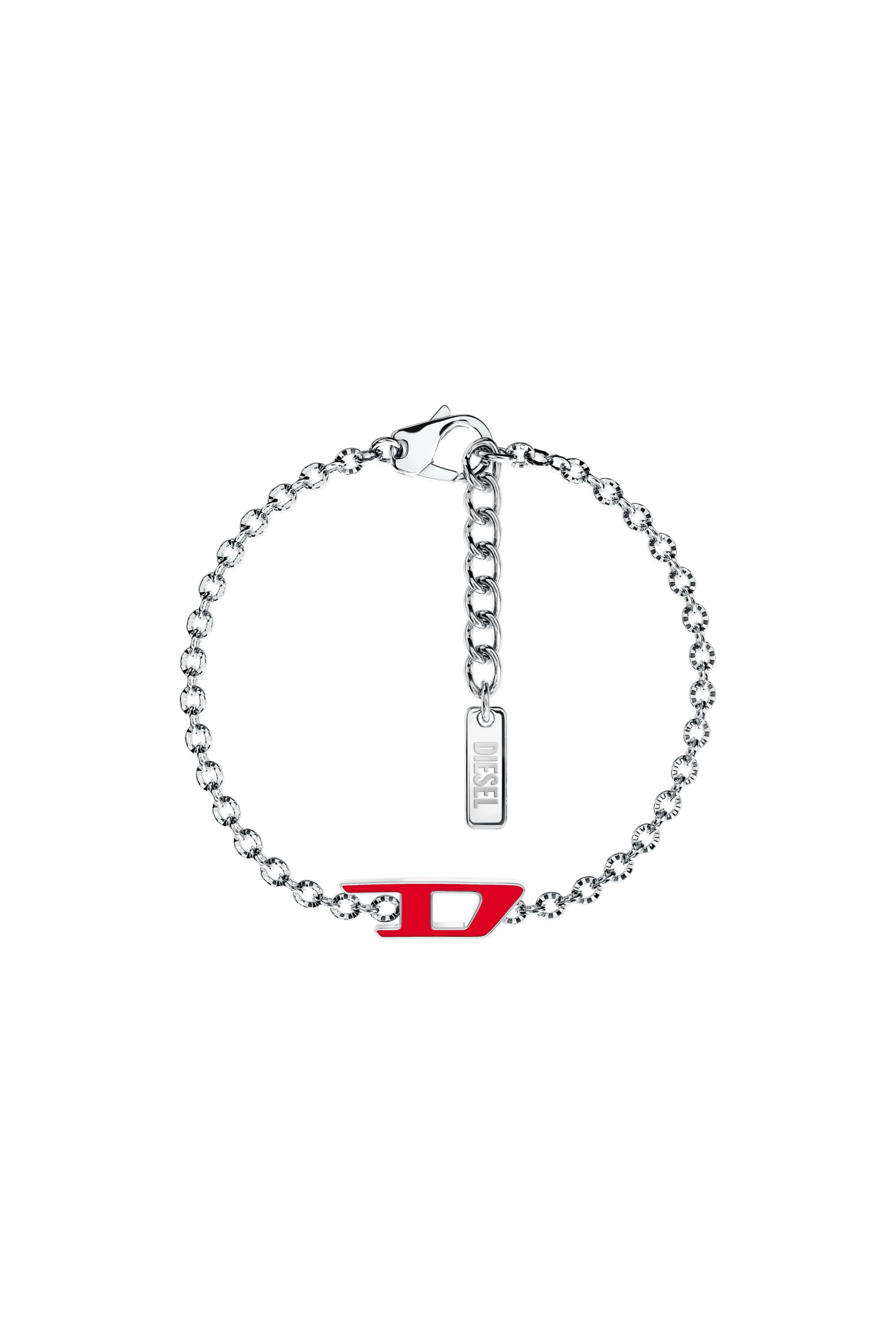 Diesel - DX1691040 JEWELLERY, Unisex's Stainless steel chain bracelet in Silver/Red - 1