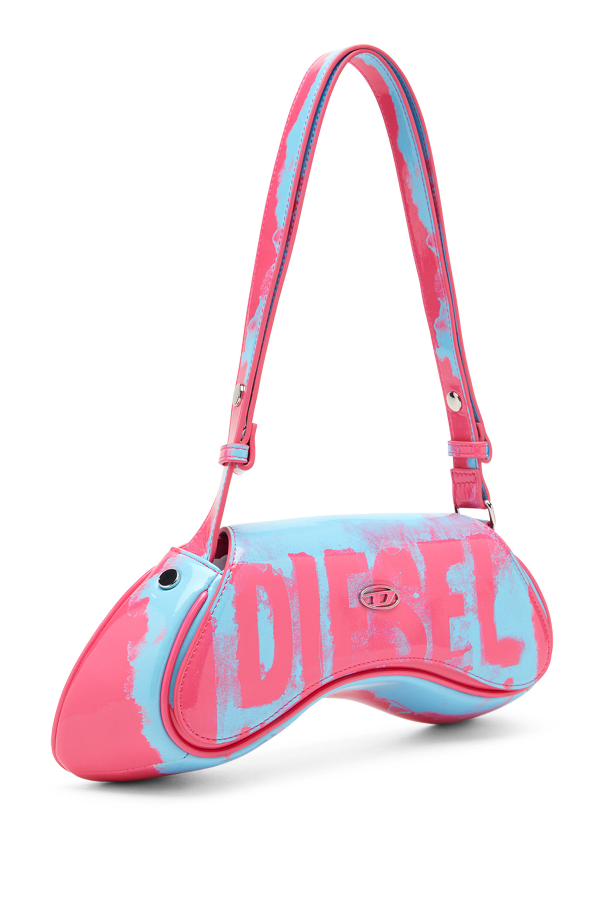 Women's Play-Shoulder bag in printed glossy PU | Multicolor