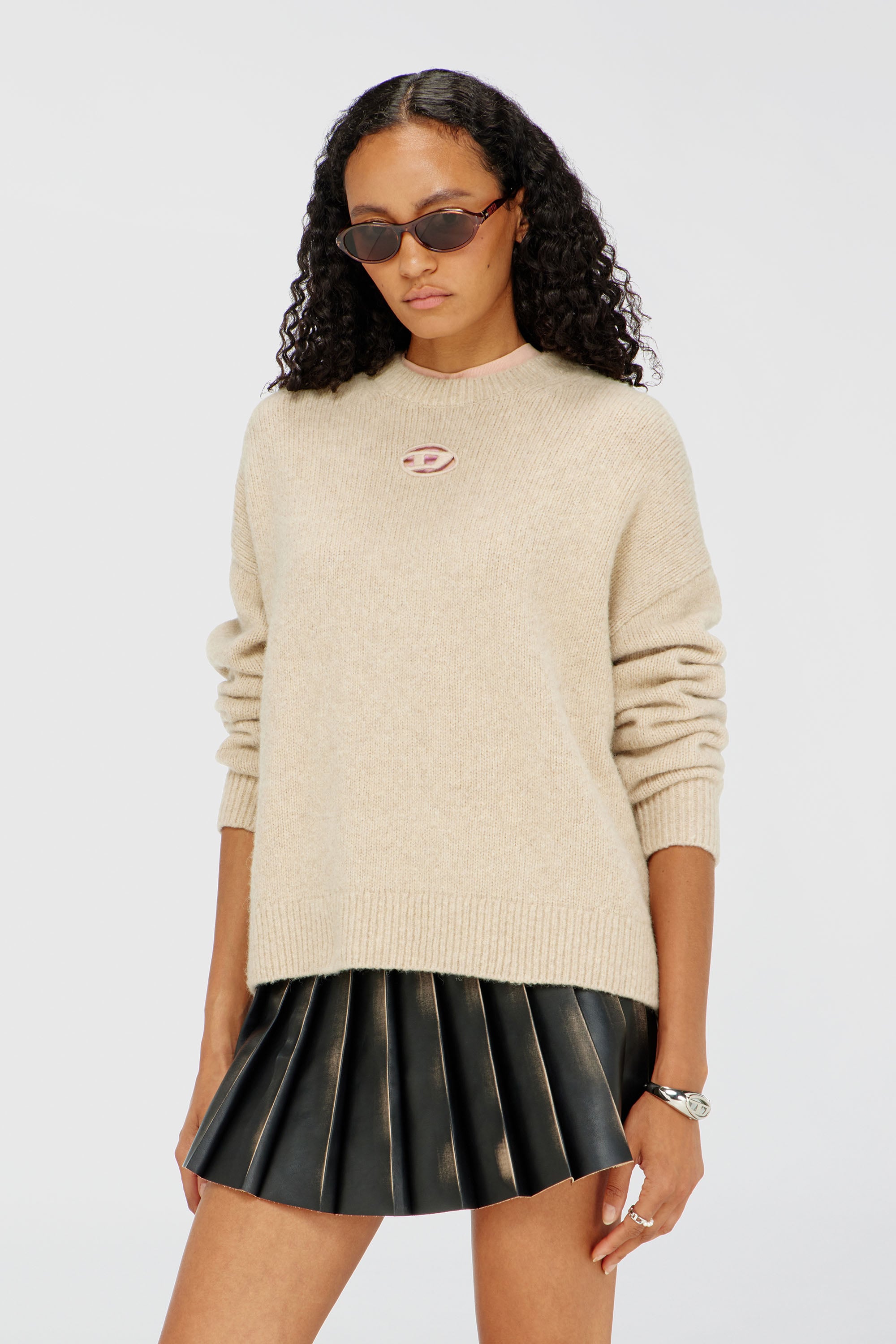 Diesel - M-AREETA, Jersey de mezcla de lana y alpaca Mujer in Beige - 1