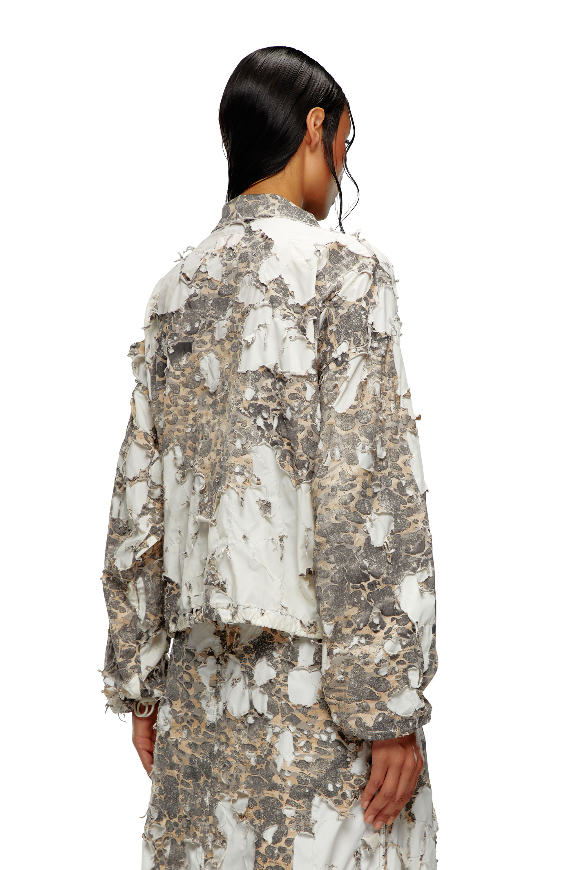 Diesel - G-BRUMA, Veste camouflage avec finition destroy Femme in Polychrome - 5