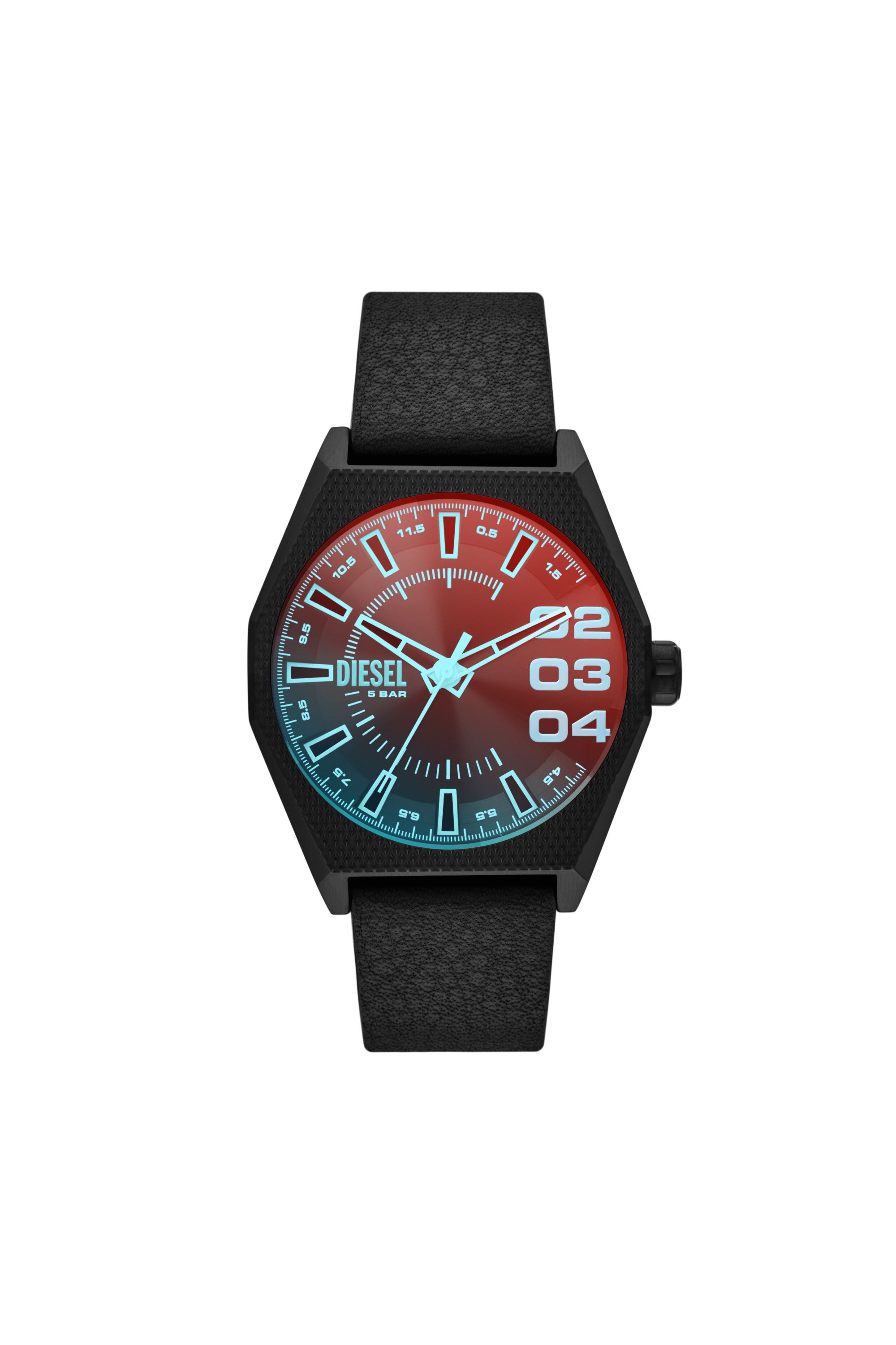 Diesel - DZ2175, Male's Scraper Black Leather Watch in Black - 1