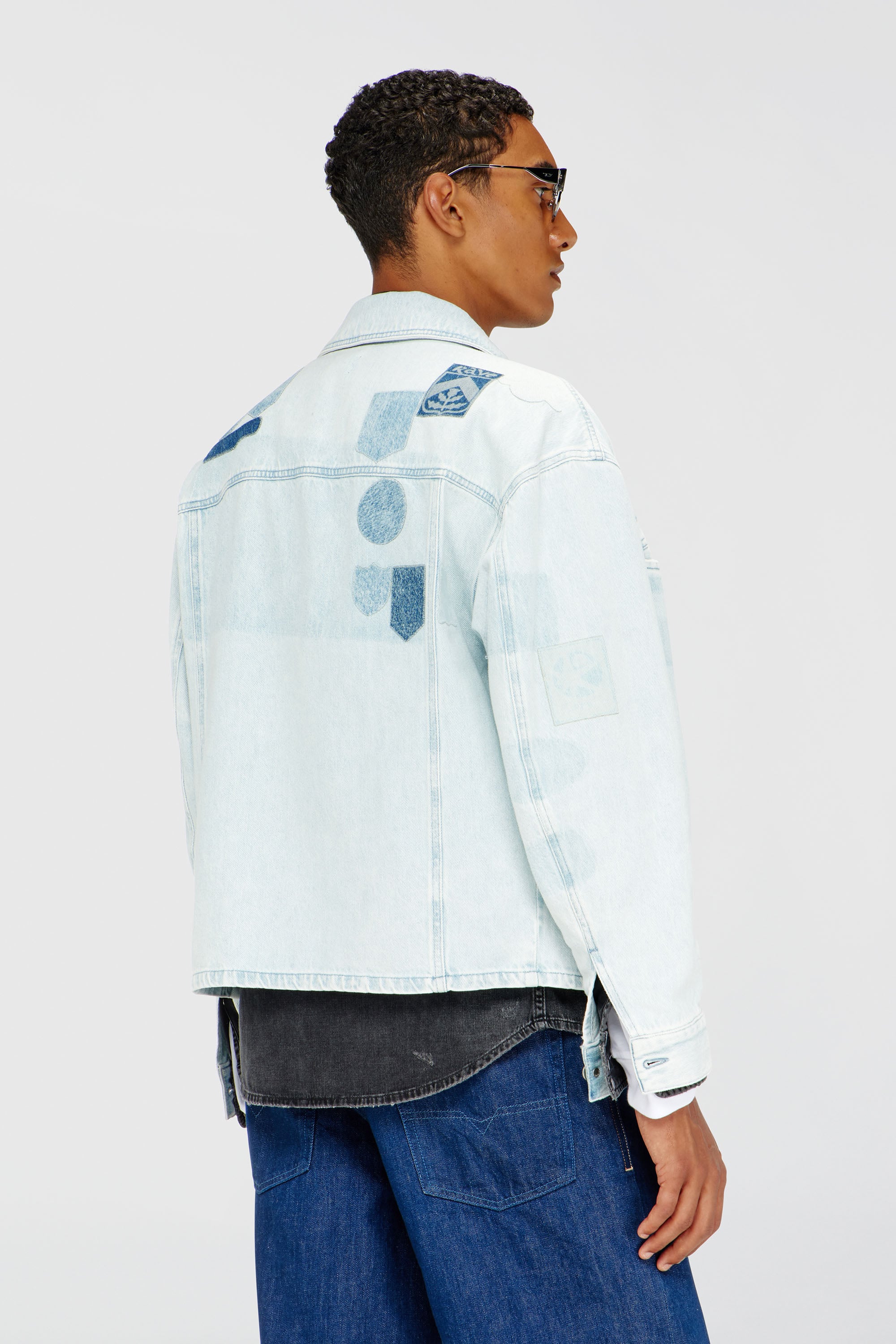 Diesel - D-RYMAVO-S, Unisex's Denim overshirt with patch effects in Light Blue - 5