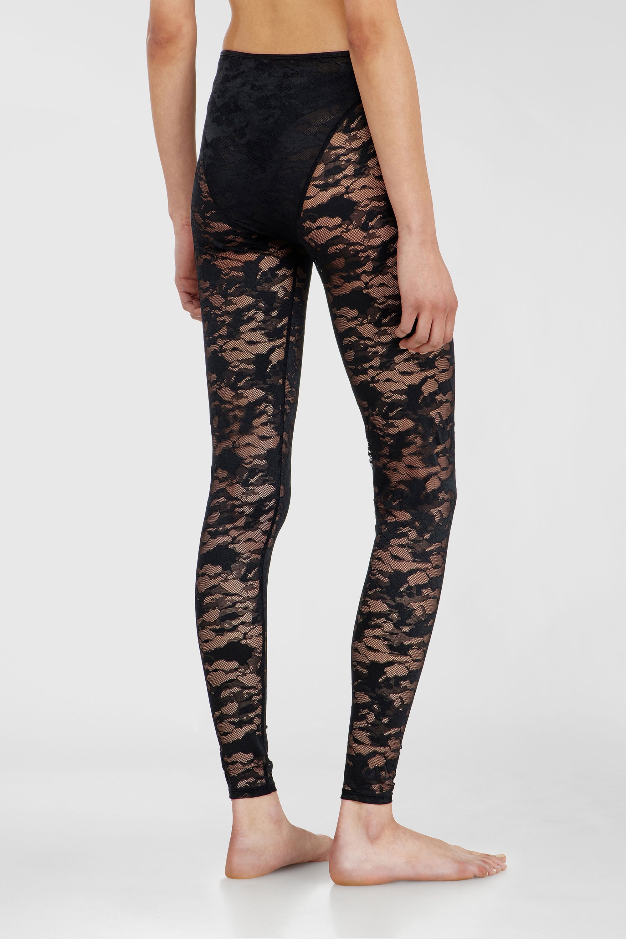 Diesel - HAYLEY-UTLT, Woman's Leggings in nylon camouflage lace in Black - 2