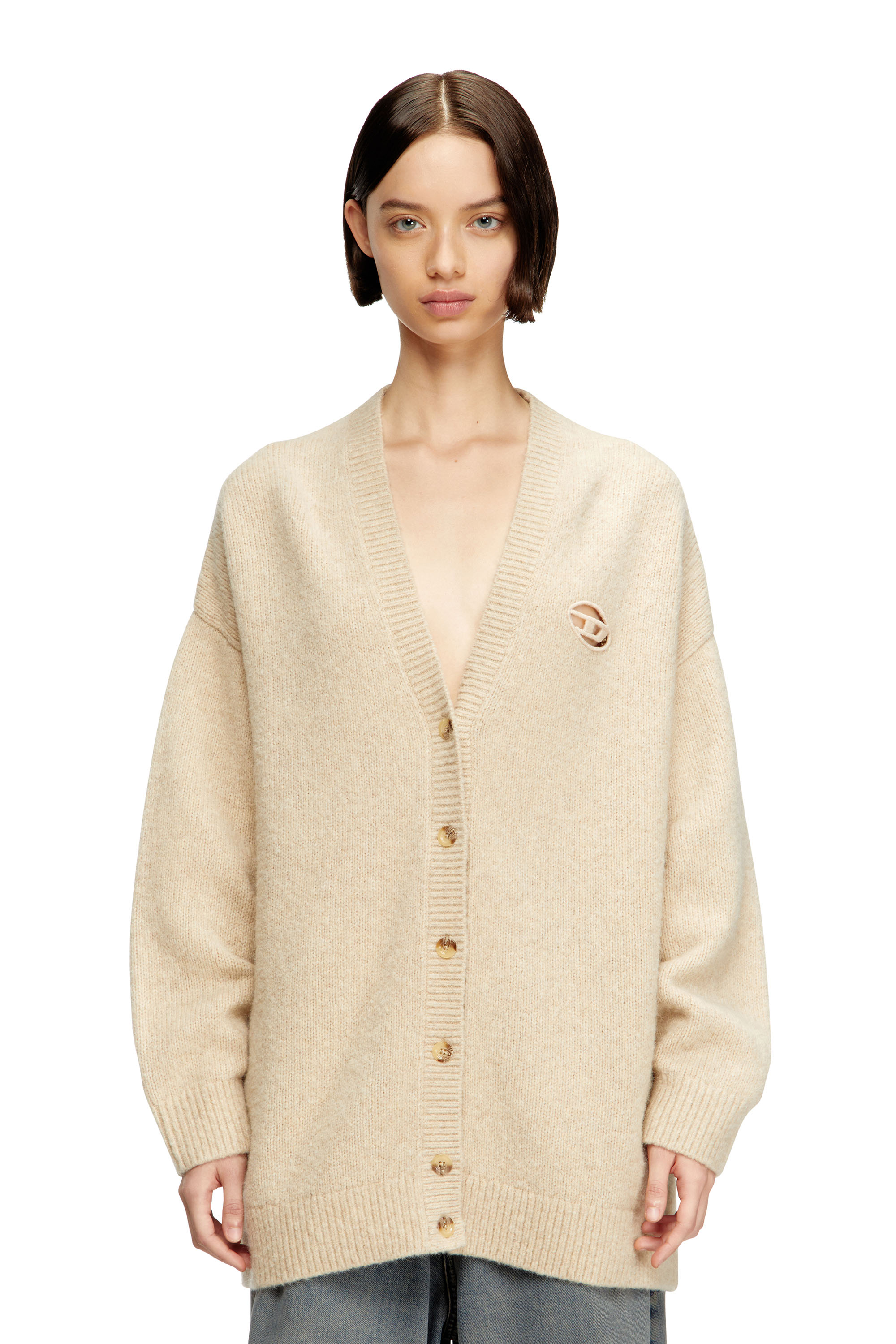 Diesel - M-AREELA, Woman's Cardigan in wool and alpaca blend in Beige - 1