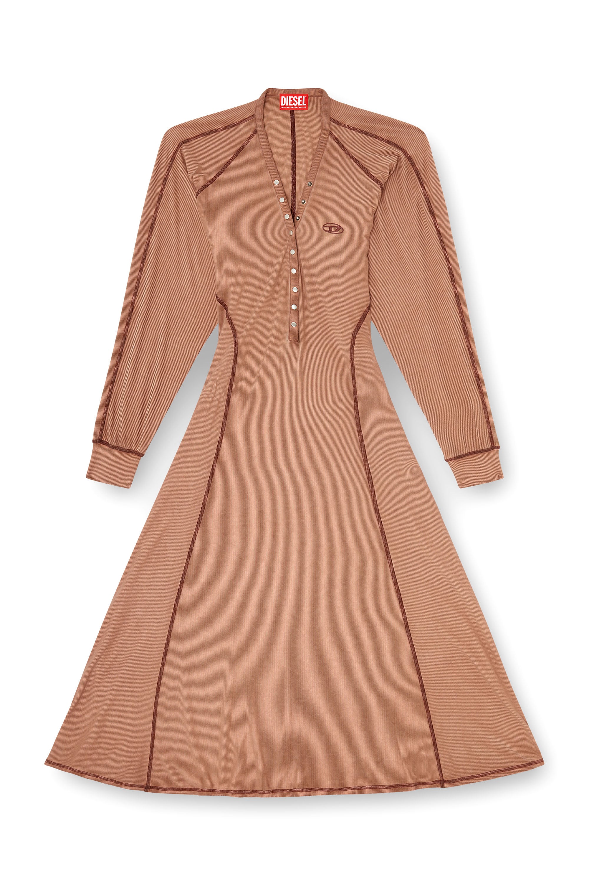 Diesel - D-ISERINA, Vestido midi de punto canal&eacute; con mangas murci&eacute;lago Mujer in ToBeDefined - 3