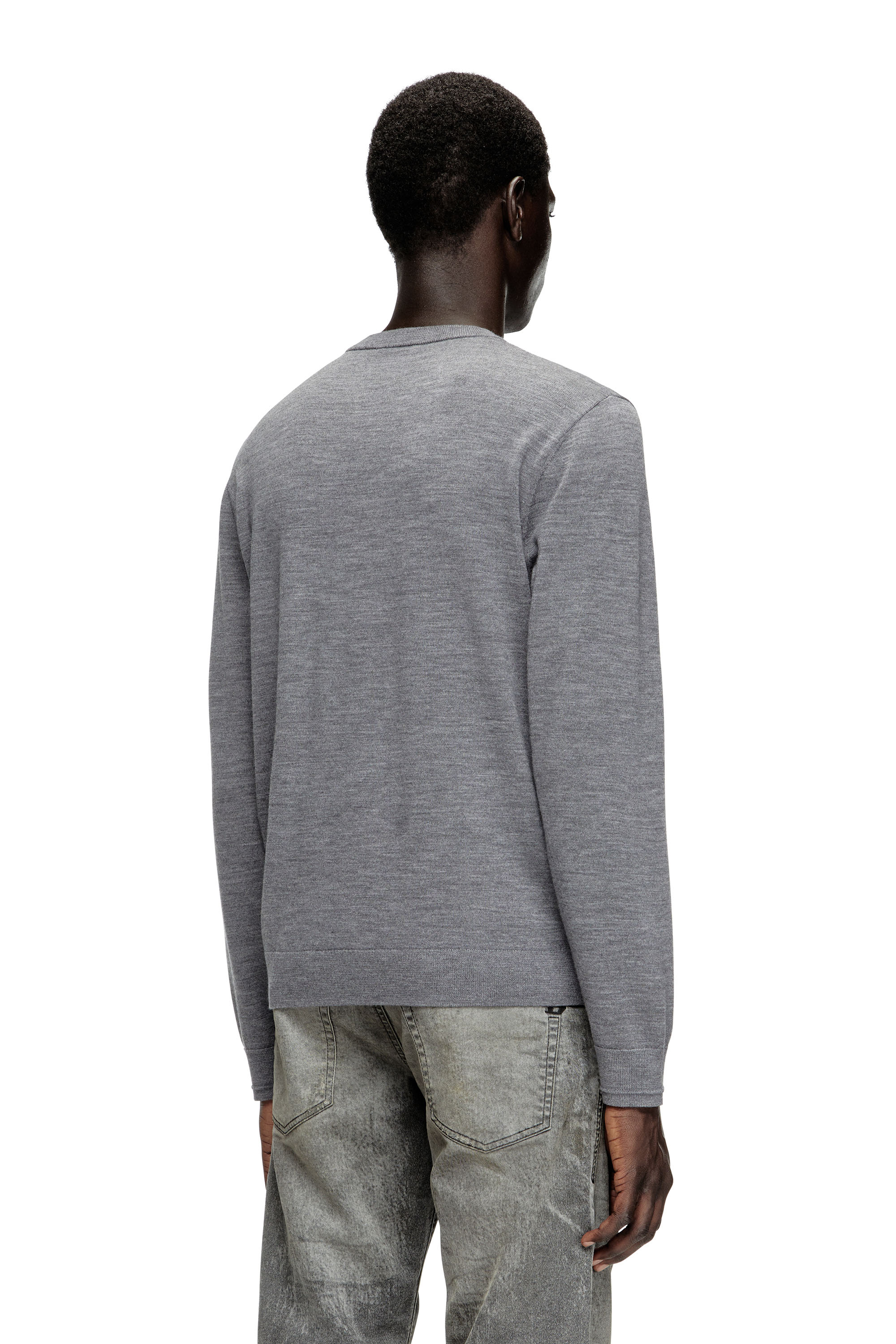 Diesel - K-VALIAM, Male's Wool jumper with cut-out logo in Grey - 3