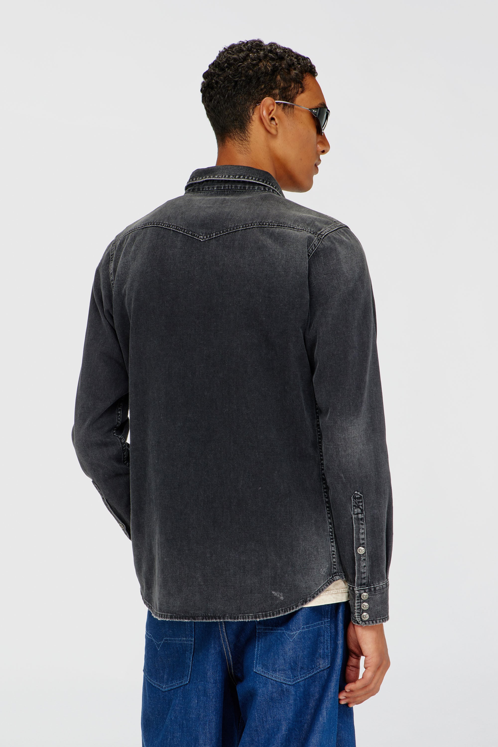 Diesel - D-VEGA, Man's Denim overshirt in Black - 4
