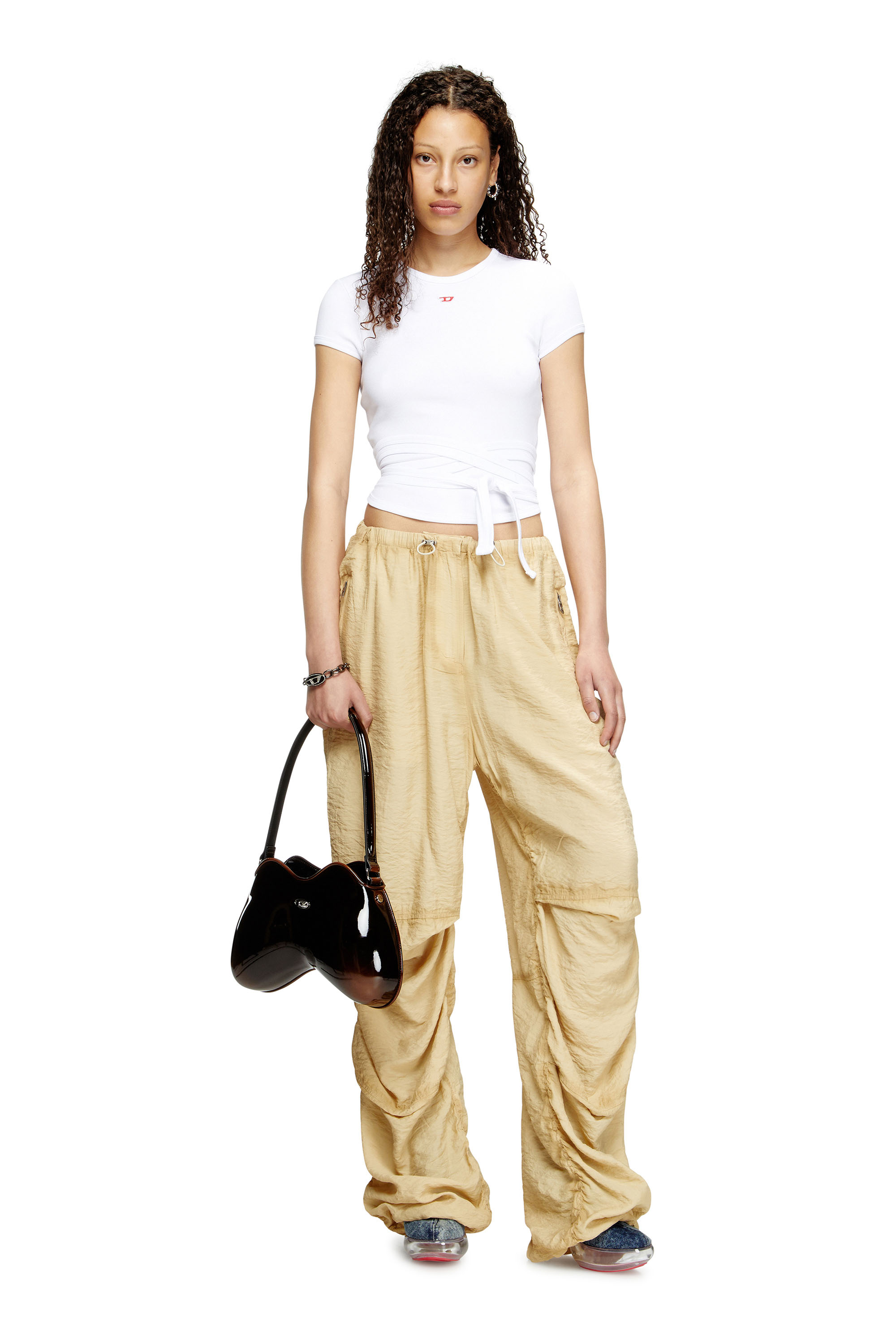 Diesel - T-BUNNY-TAIL, Female's T-shirt with wrap ties in White - 1