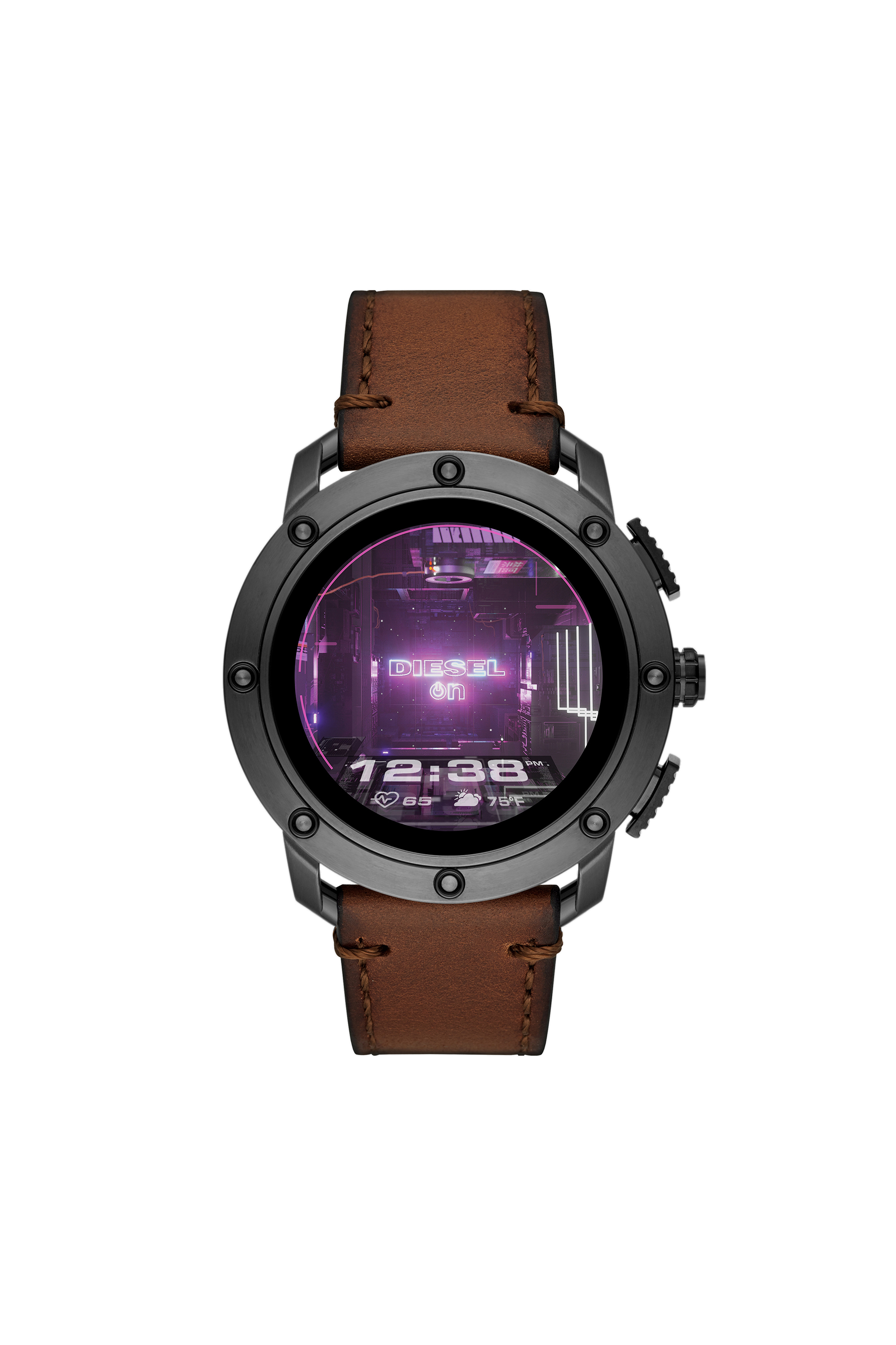 Diesel - DZT2032, Montre connectée Axial en cuir marron Homme in Marron - 1