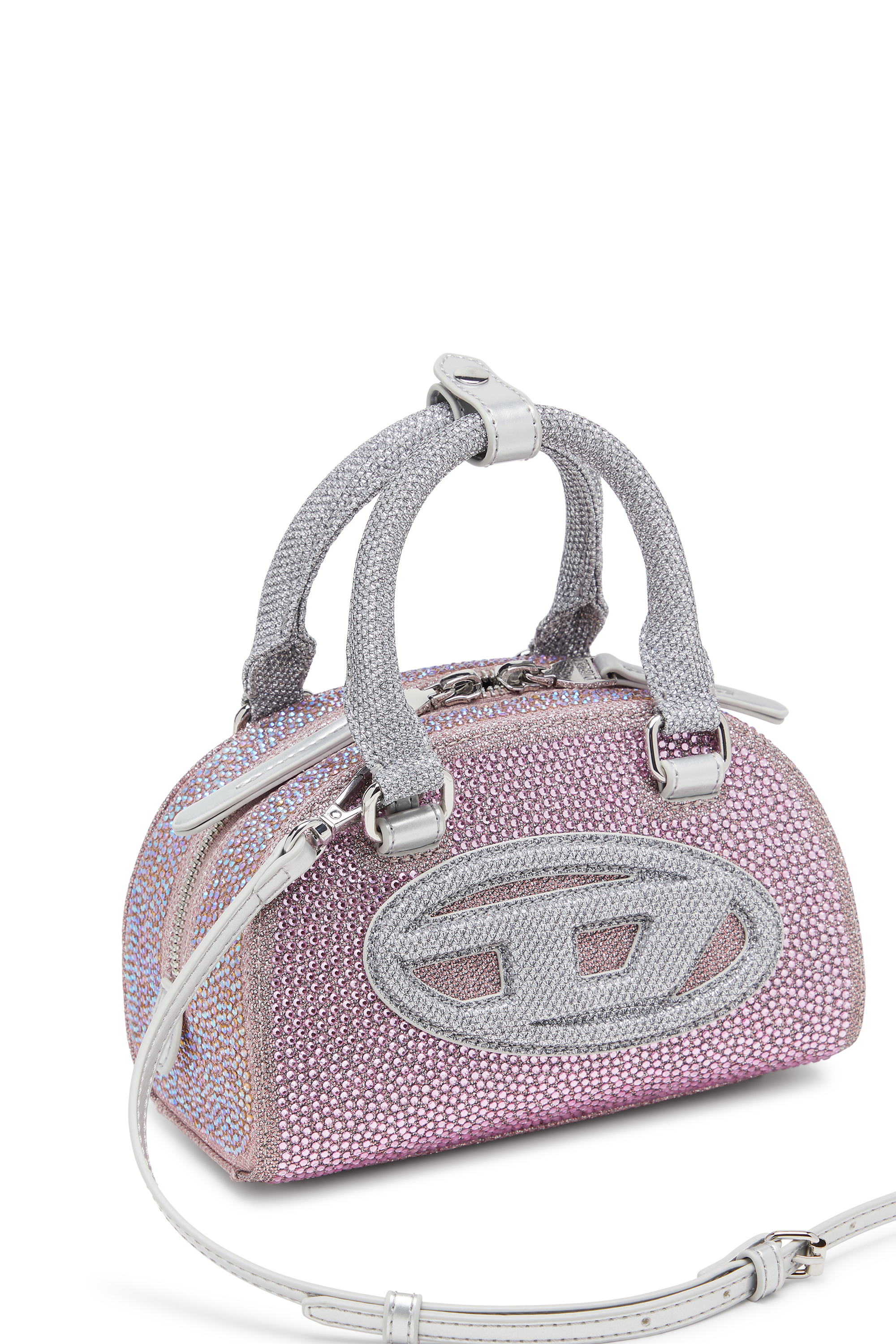 Diesel - 1DR DOME CROSSBODY, 1DR Dome - Peque&ntilde;o bolso bandolera en crystal Lurex Mujer in Rosa - 5