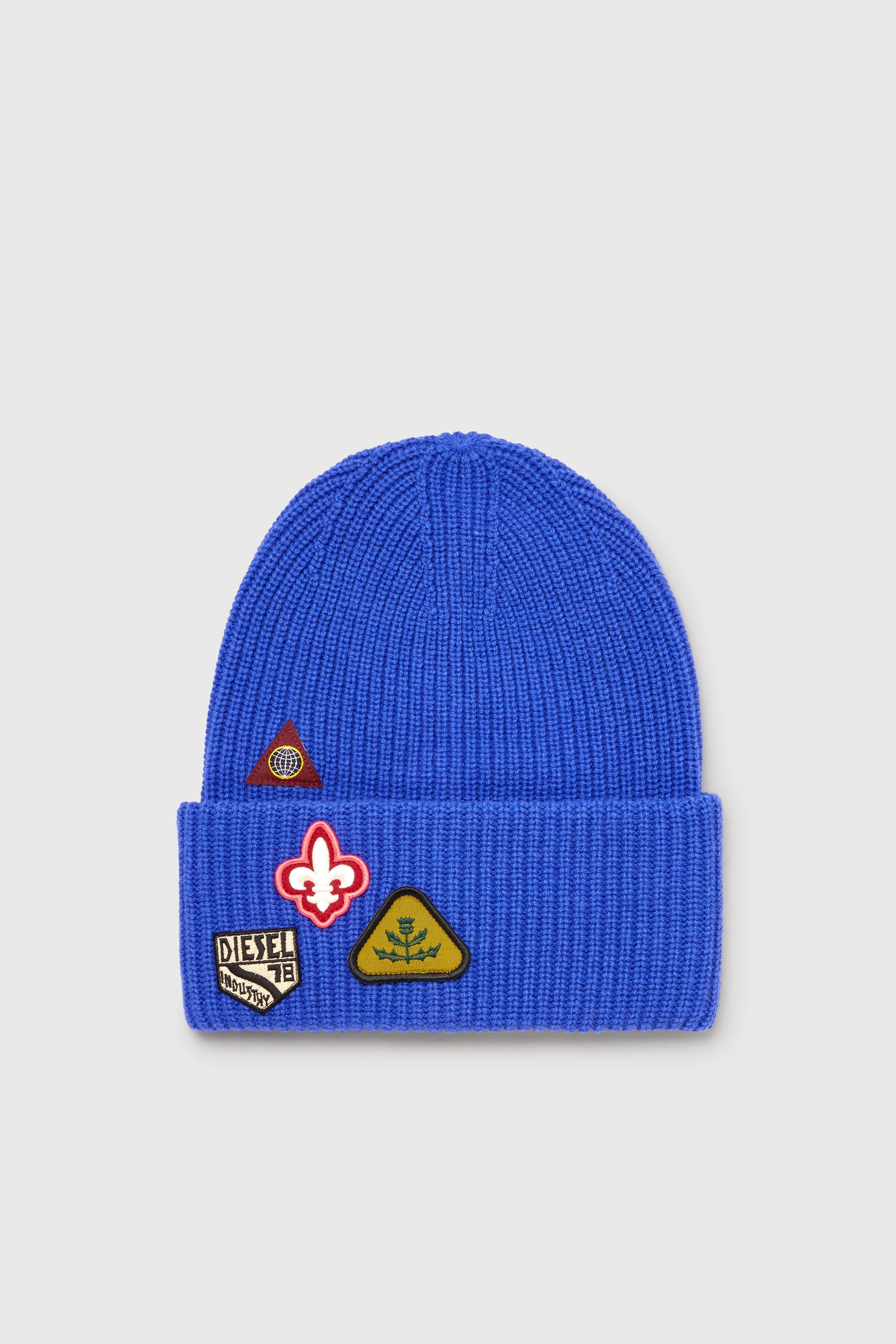 Diesel - K-PHAT, Unisex's Wool beanie with logo patches in Blue - 1