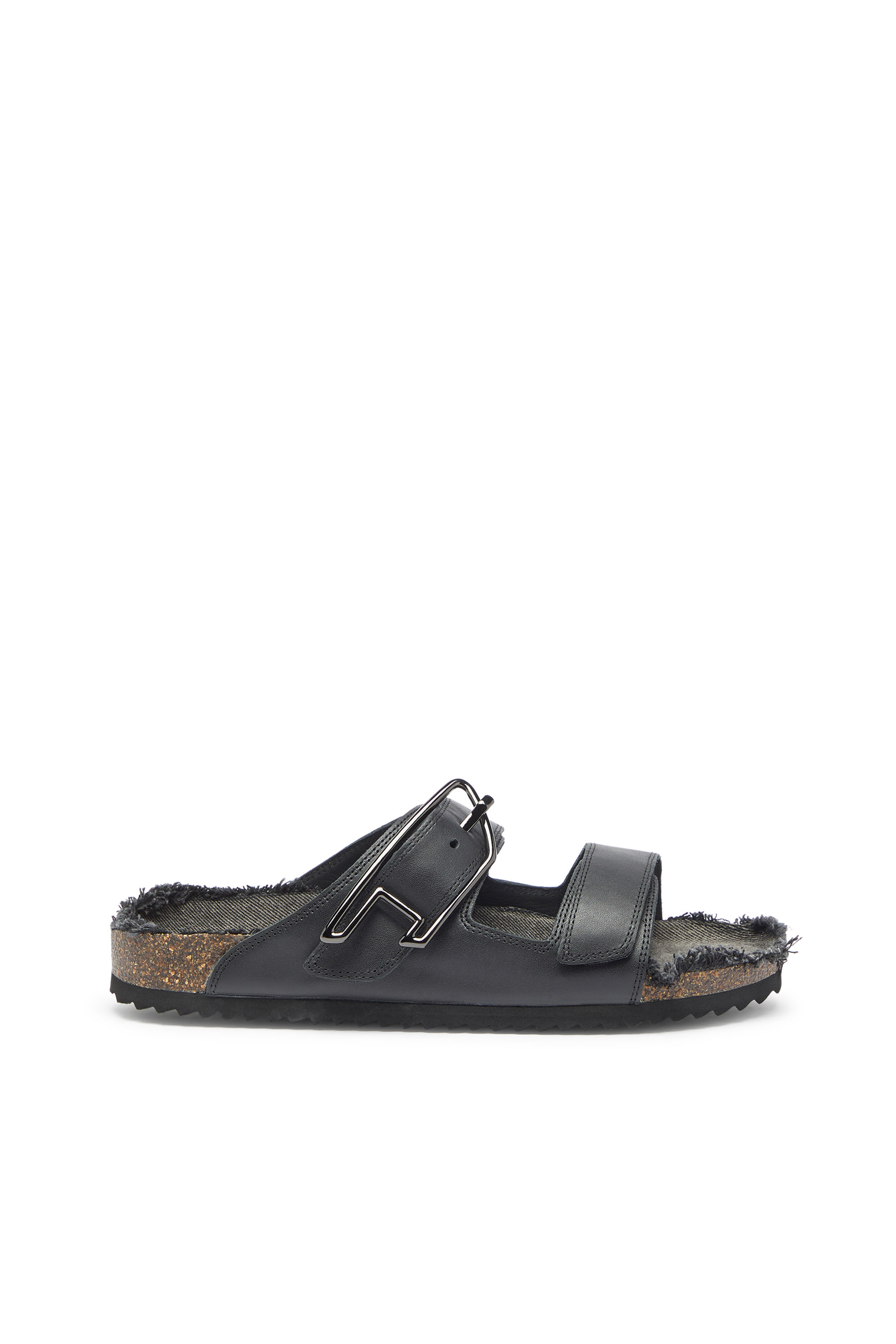 Diesel - D-WOODSTOCK D SANDAL, Man's D-Woodstock - Leather slide with cork footbed in Black - 1