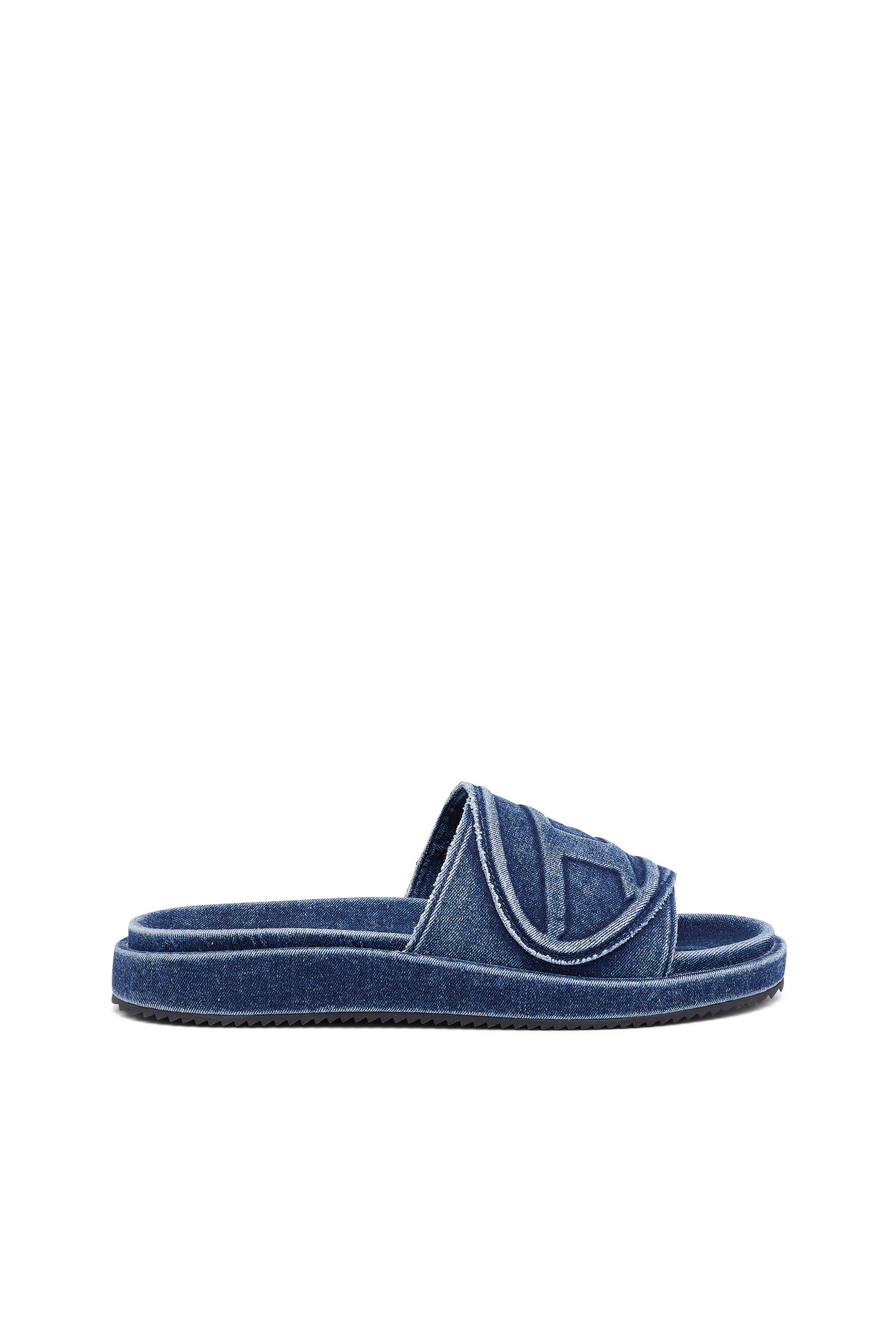 Diesel - SA-SLIDE D OVAL, Unisex's Sa-Slide D-Denim slides with embossed strap in Blue - 2