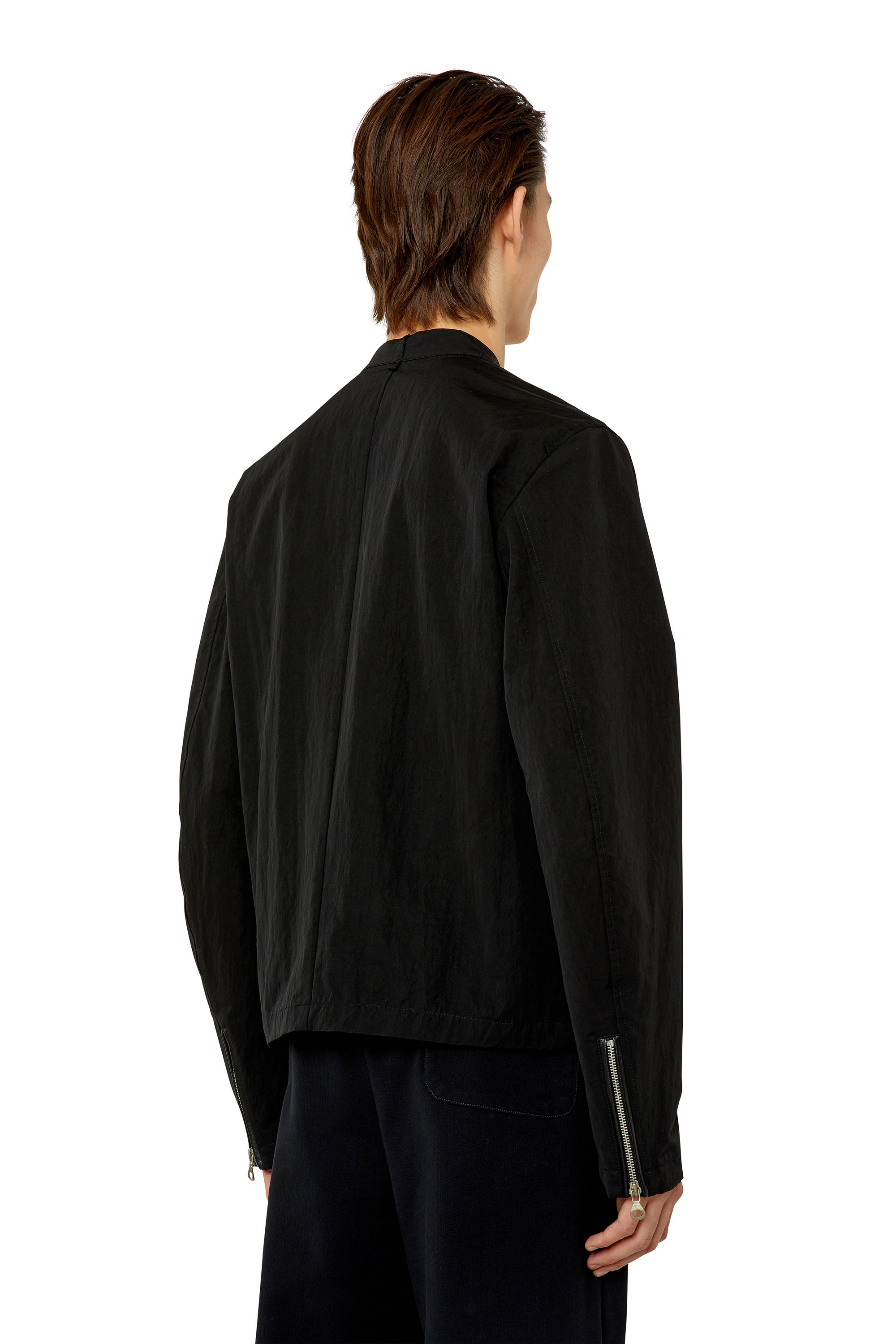 Diesel - J-SOFORI-NEW, Man's Biker jacket in textured technical canvas in Black - 5