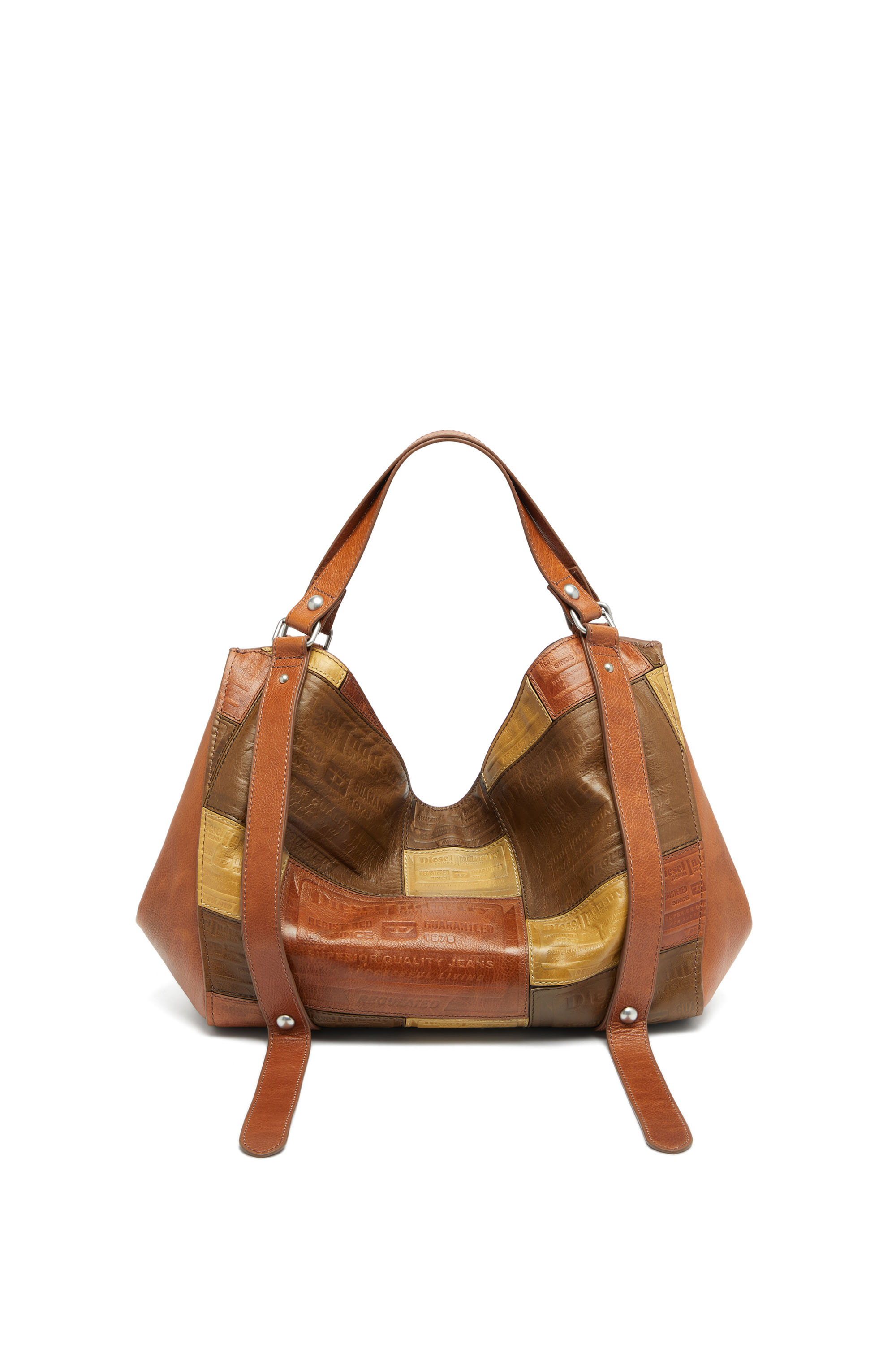 Diesel - D-ONE TOPHANDLE M, D-One-Sac medium &agrave; poign&eacute;e sup&eacute;rieure en cuir patchwork Mixte in Marron - 3