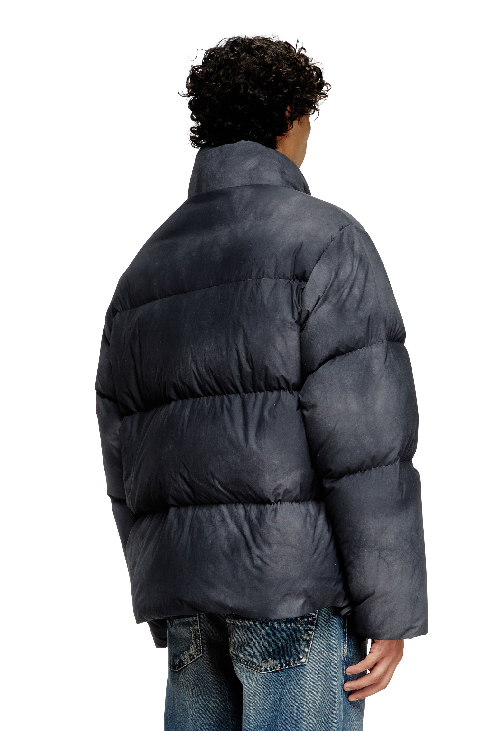 Diesel - W-RAVEEL, Man's Hooded down jacket in patchy nylon in Black - 4