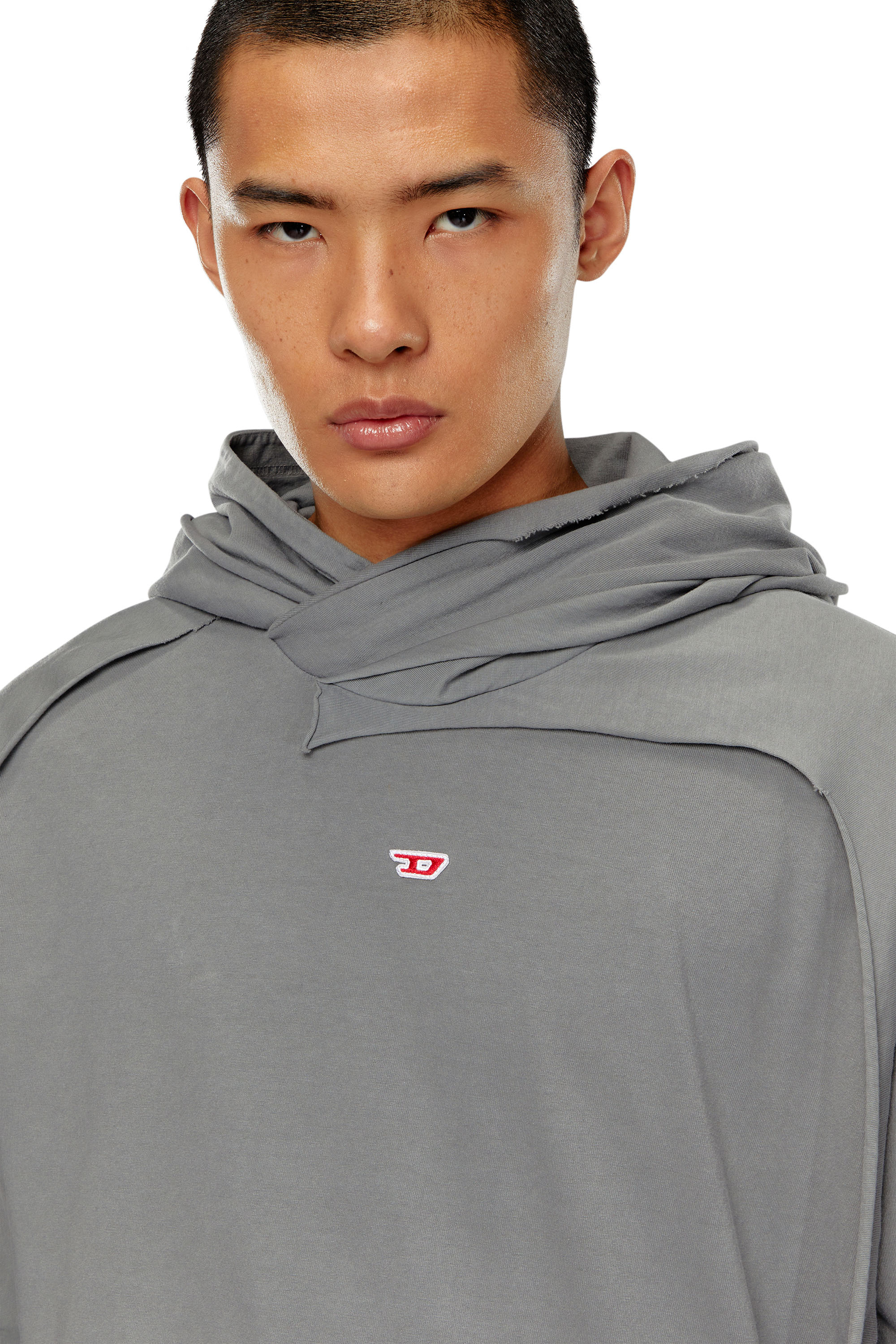 Men's Hoodie with destroyed peel-off effect | Grey | Diesel