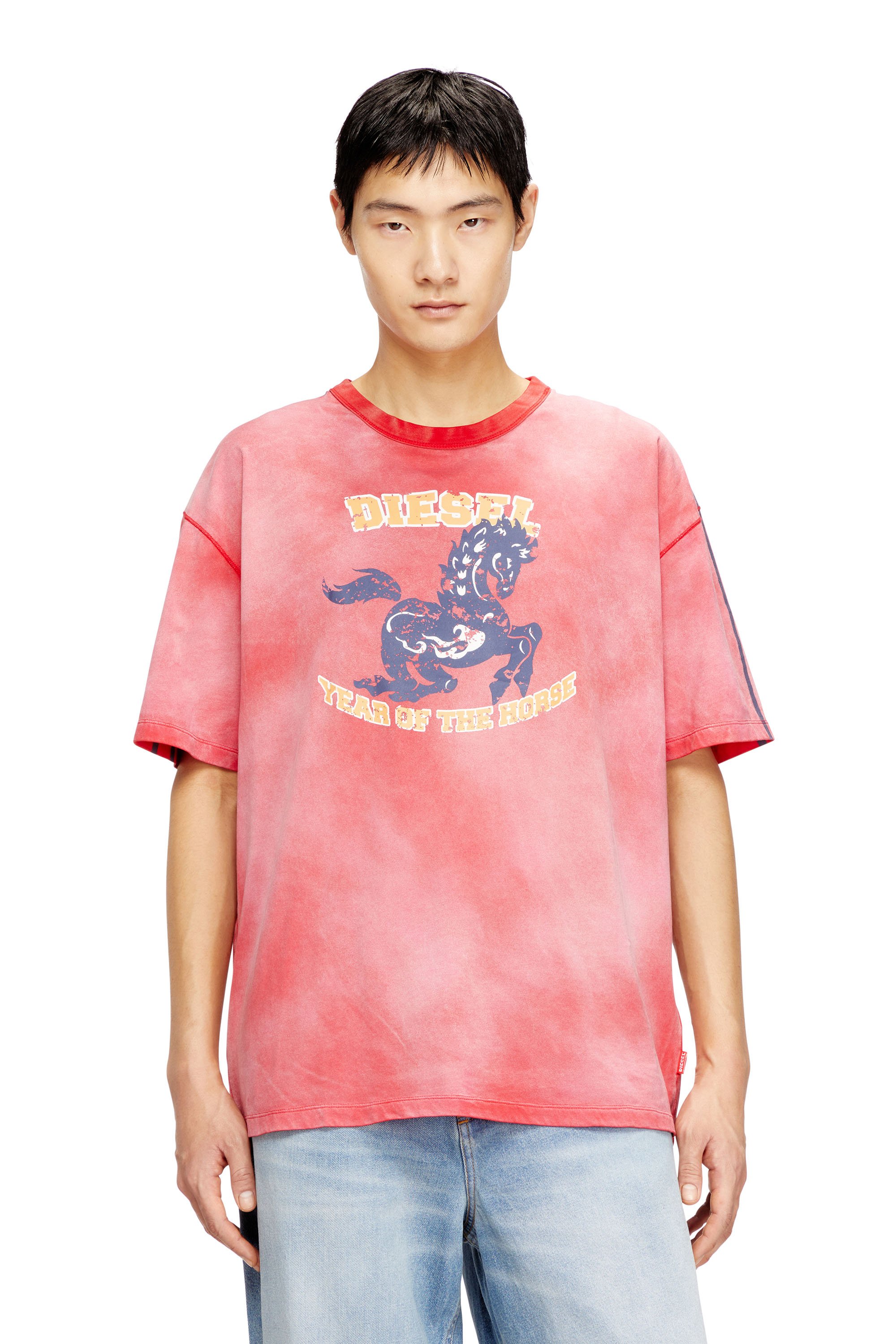 Diesel - CL-T-BOXT-HORSE, Male's Cotton T-shirt with horse graphic print in Red - 2