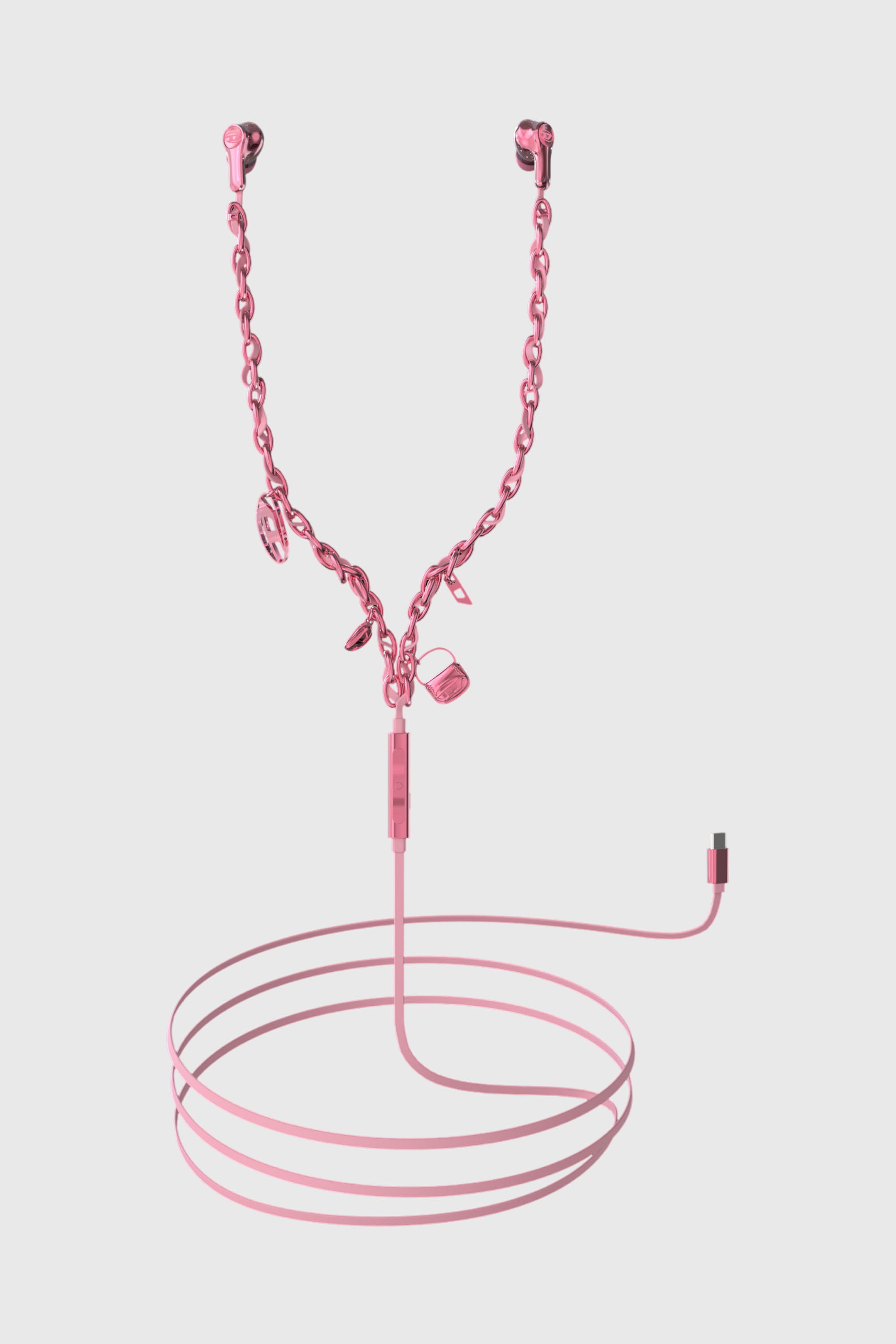 Diesel - 60688 WIRED EARBUDS WIRED EARBUDS, Unisex's Pink wired earbuds and charms in Pink - 1