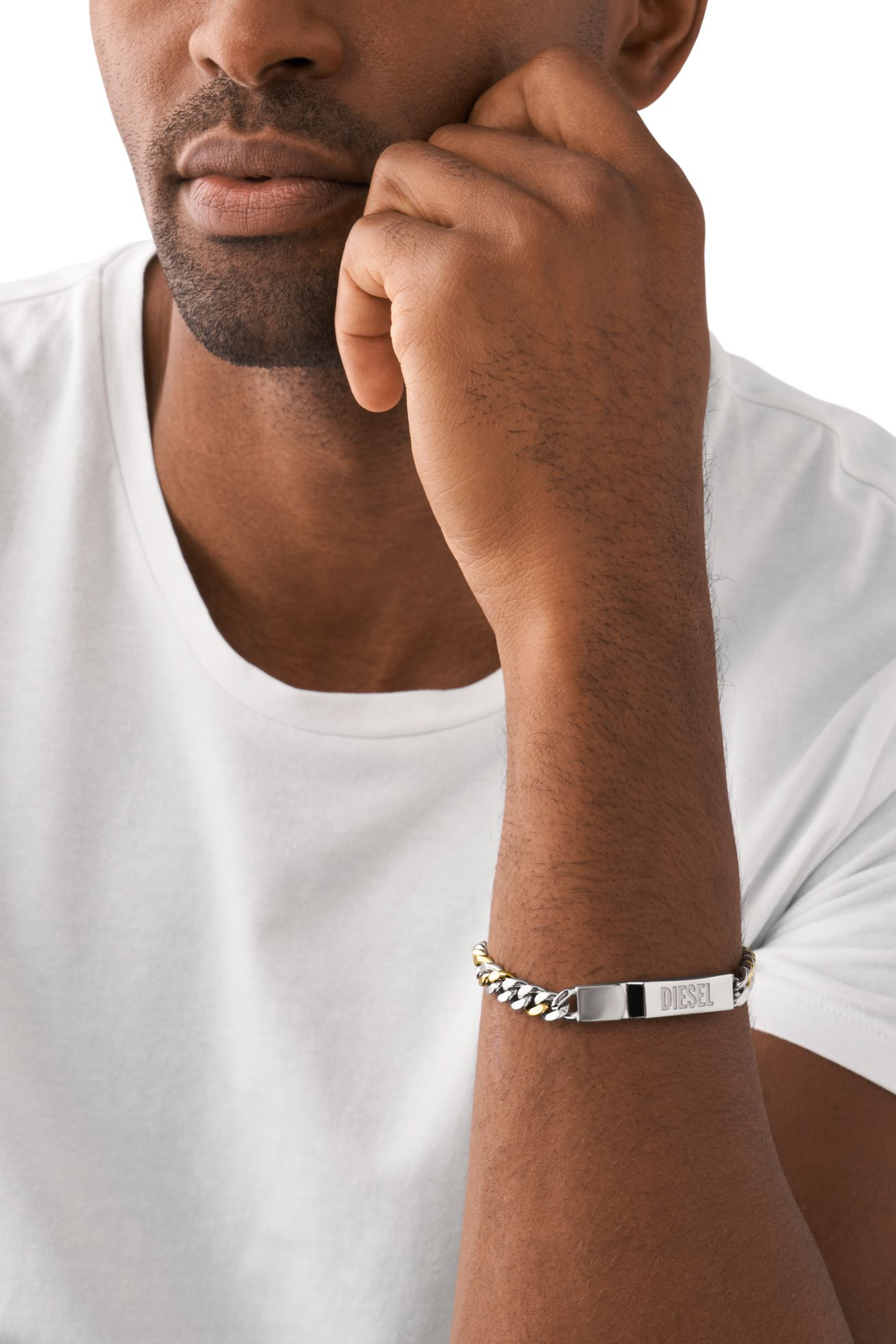 Diesel - DX1457, Pulsera de identificaci&oacute;n en dos tonos de acero oxidable Unisex in Plateado - 3