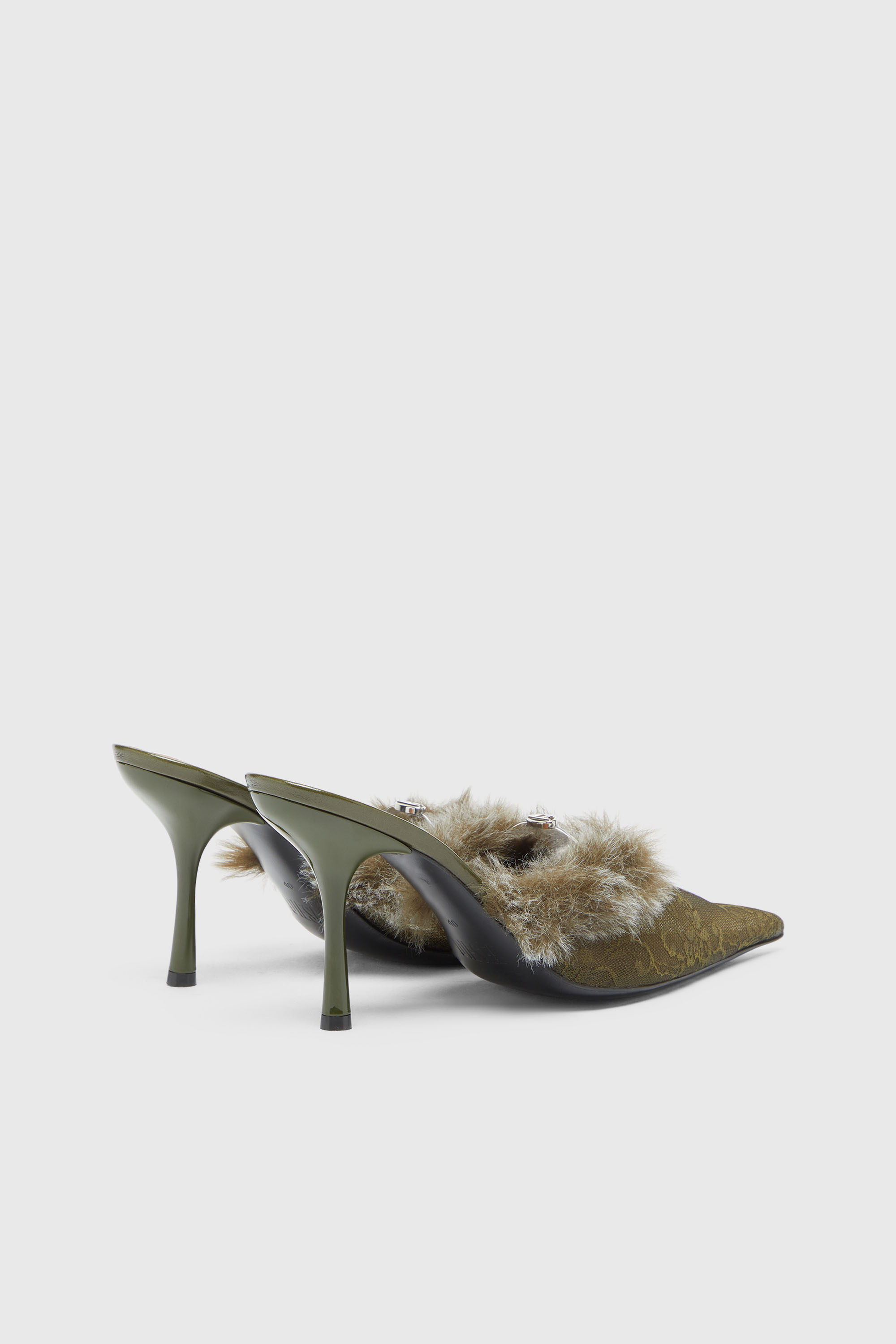 Diesel - D-JEWELS  MULE FUR 90, D-Jewels - Mules de nailon con ribete suave Mujer in Verde - 3