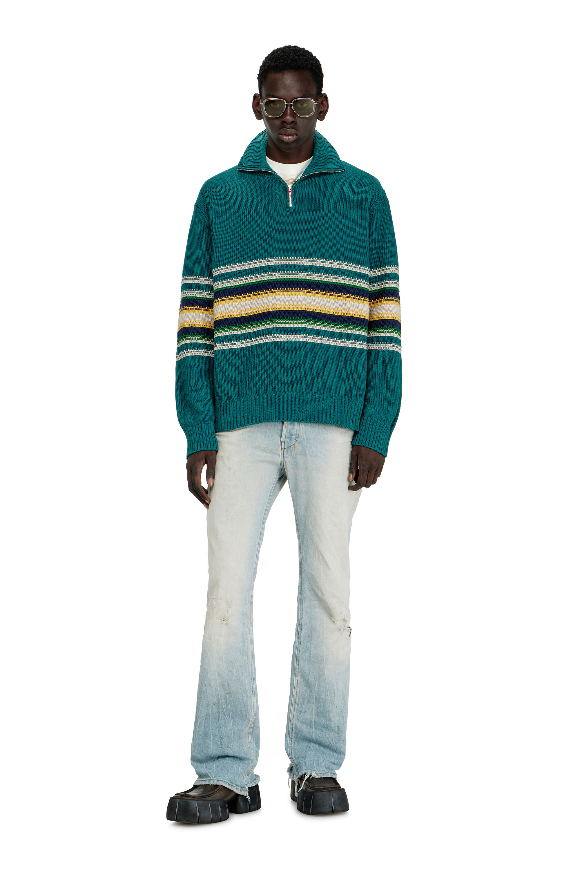 Diesel - K-TIMEO, Male's Cotton jumper with turtle neck in Green - 1