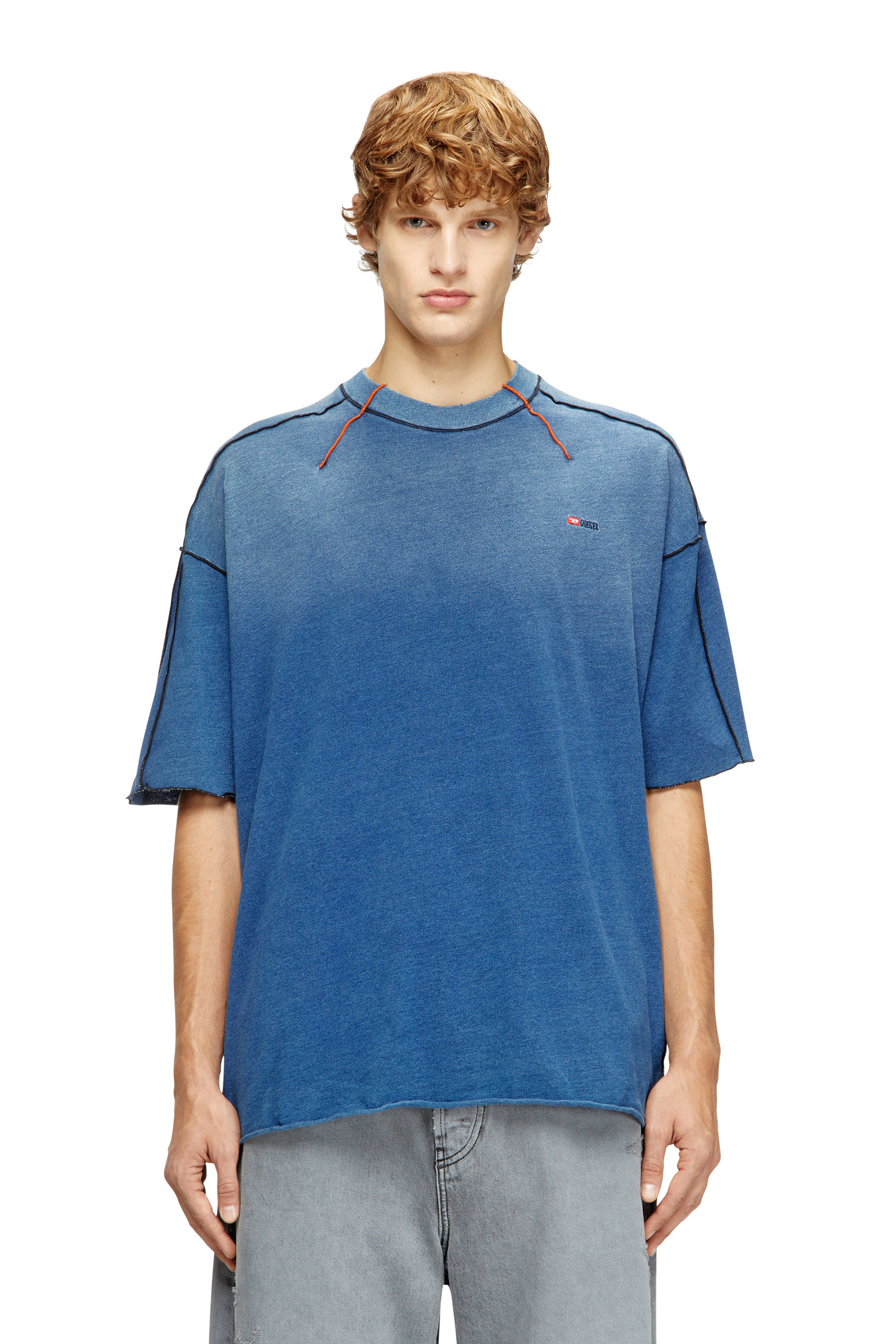 Diesel - T-CRAOXT, Camiseta de algodón con costuras overlock en contraste Hombre in ToBeDefined - 1
