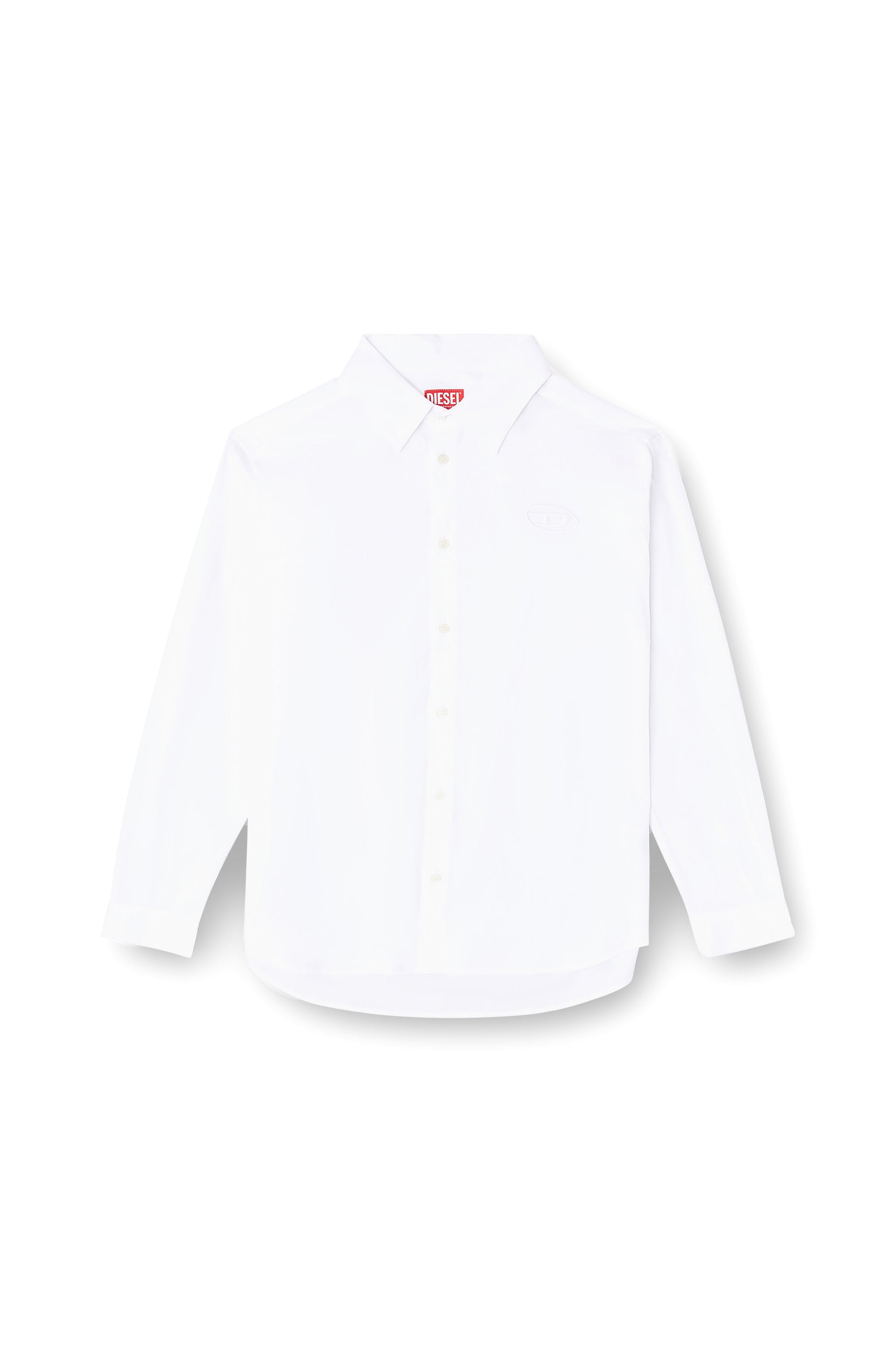Diesel - S-SIMPLY-GSBH, Camisa de popelina el&aacute;stica con bordado Hombre in Blanco - 3