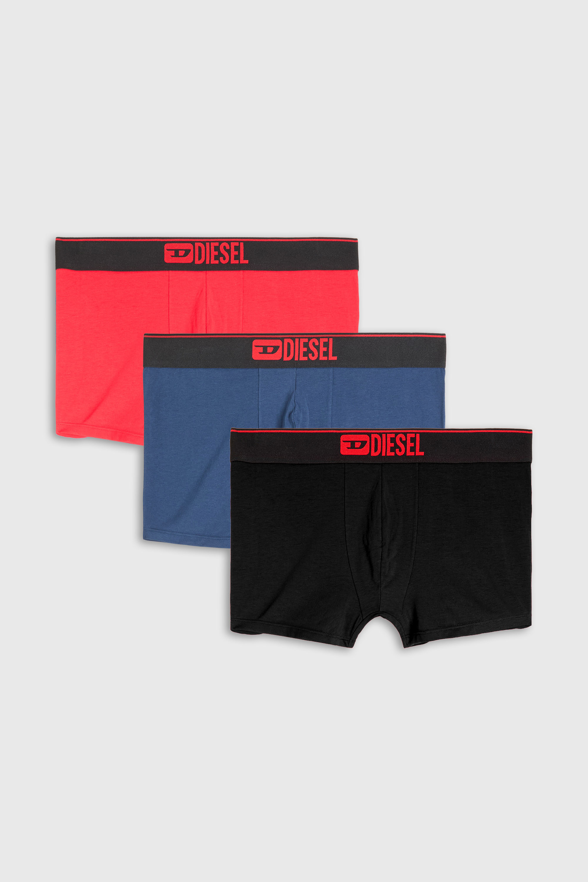 Diesel - UMBX-DAMIENTHREEPACK, Man's Three-pack of plain boxer briefs in Blue/Red - 4