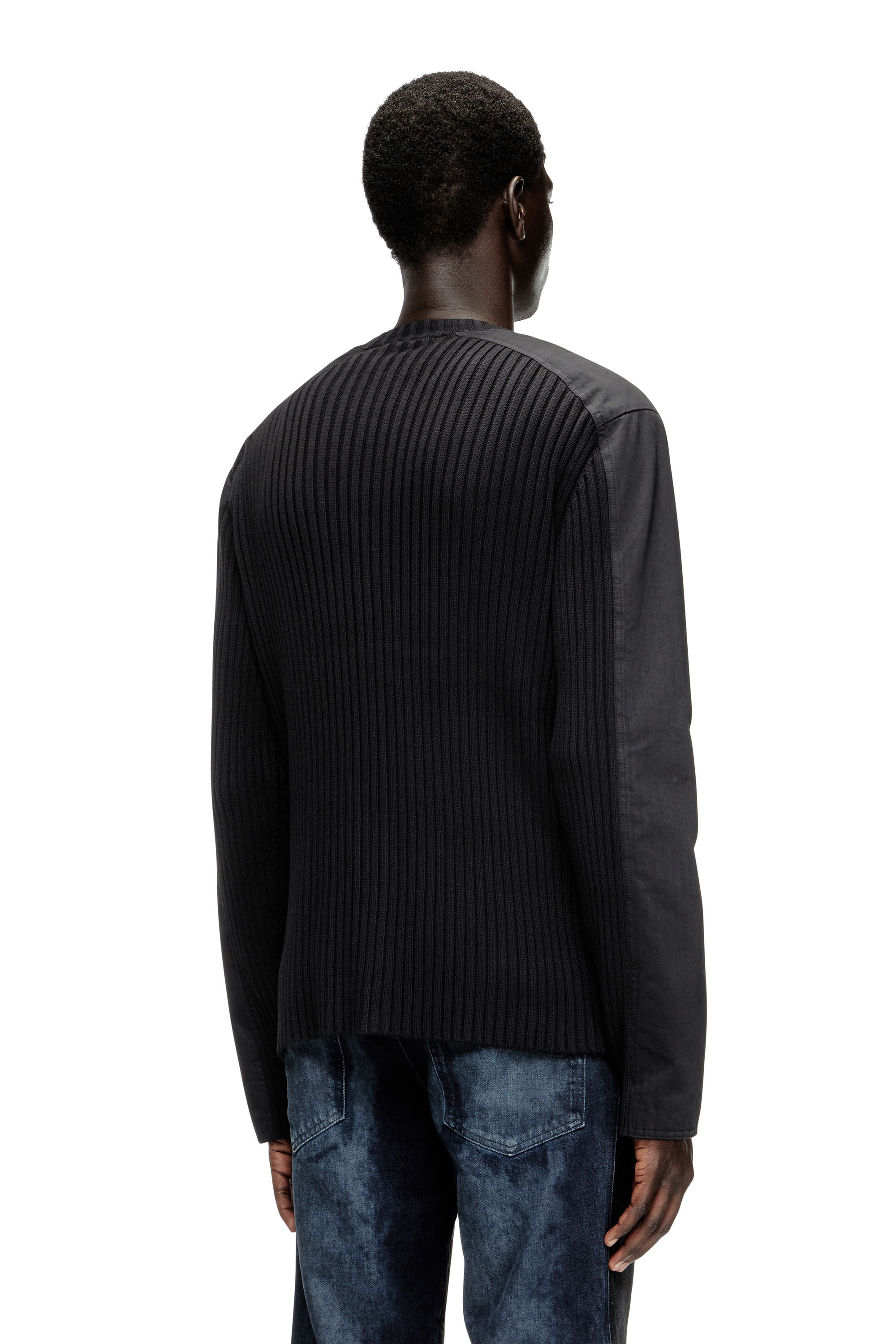 Diesel - K-MATTY, Male's Zipped cardigan with utilitarian panels in Black - 3