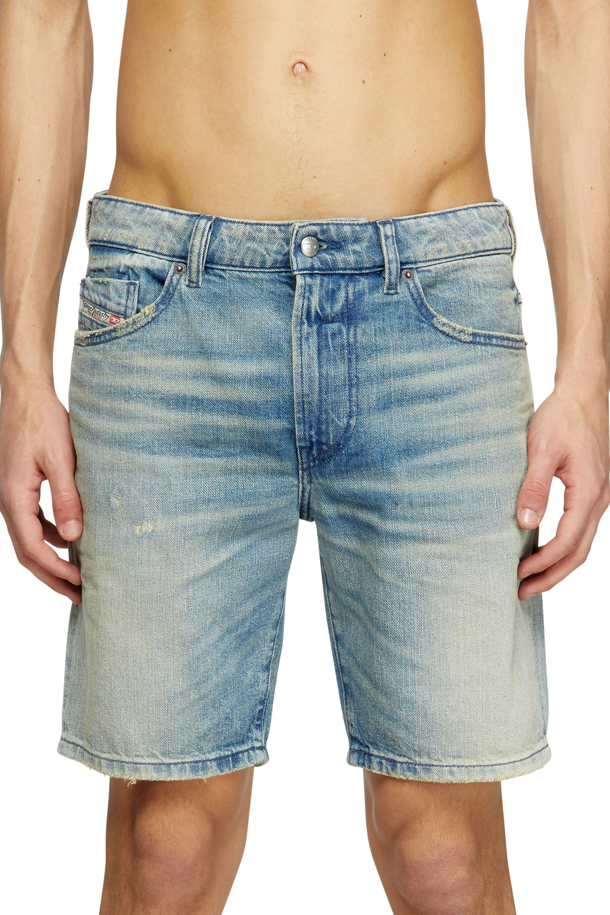 Diesel - D-FIN, Man's Slim shorts in worn-effect denim in Light Blue - 4