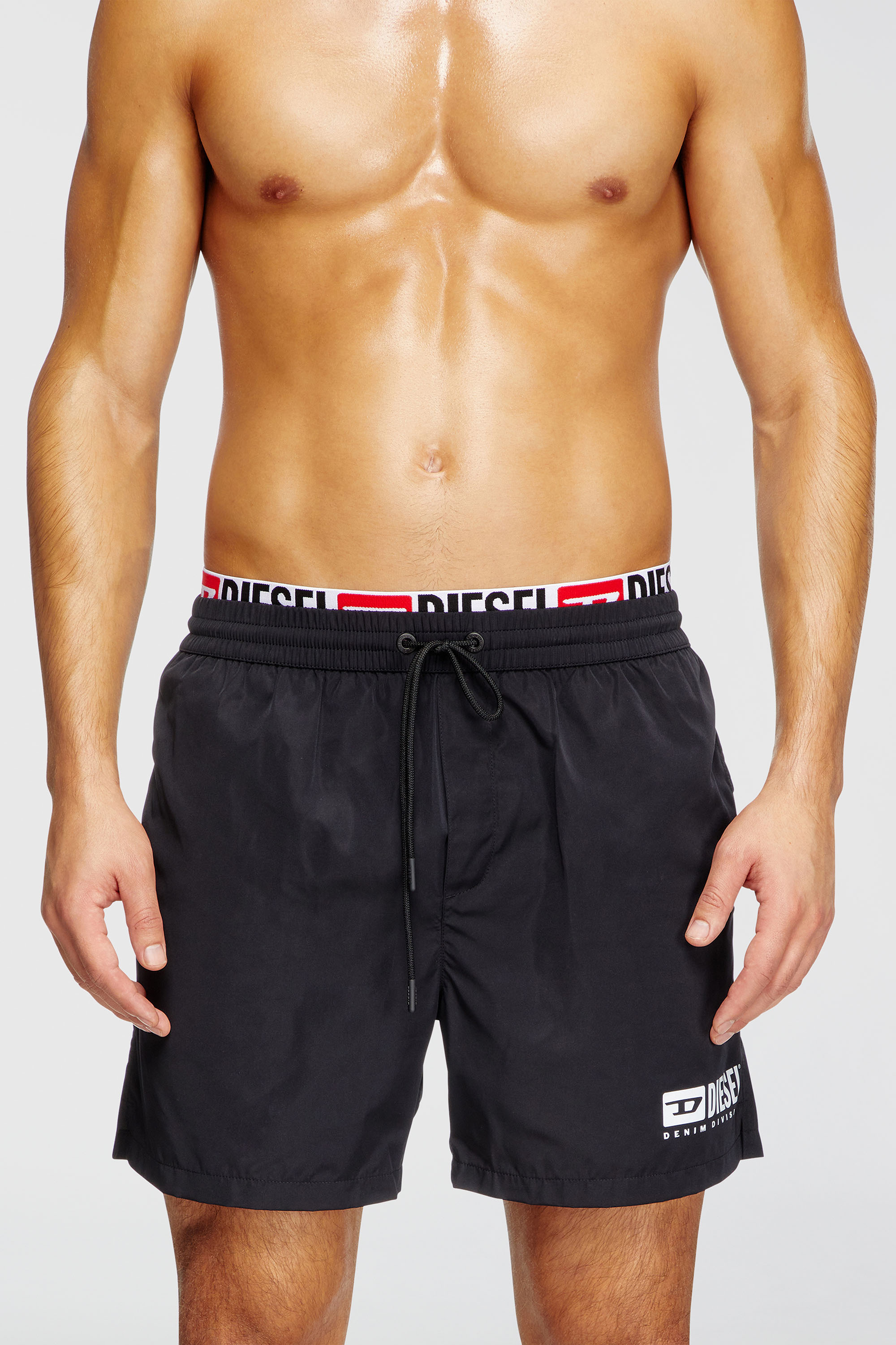 Diesel - VISPER-41-D-CORE, Short de bain court avec imprim&eacute; logo Homme in Noir - 1