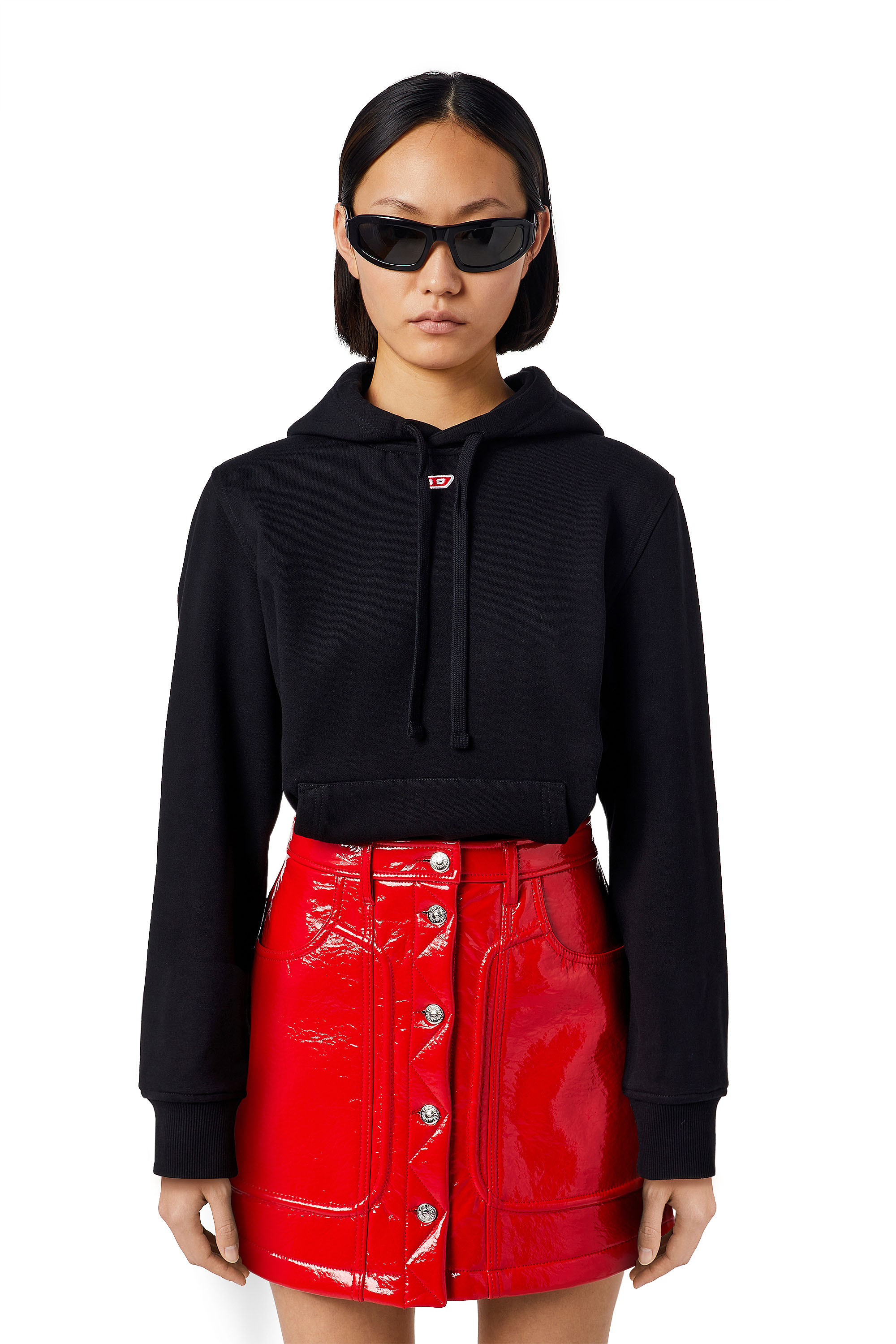 Diesel - S-GINN-HOOD-D, Woman's Hoodie with D logo in Black - 1