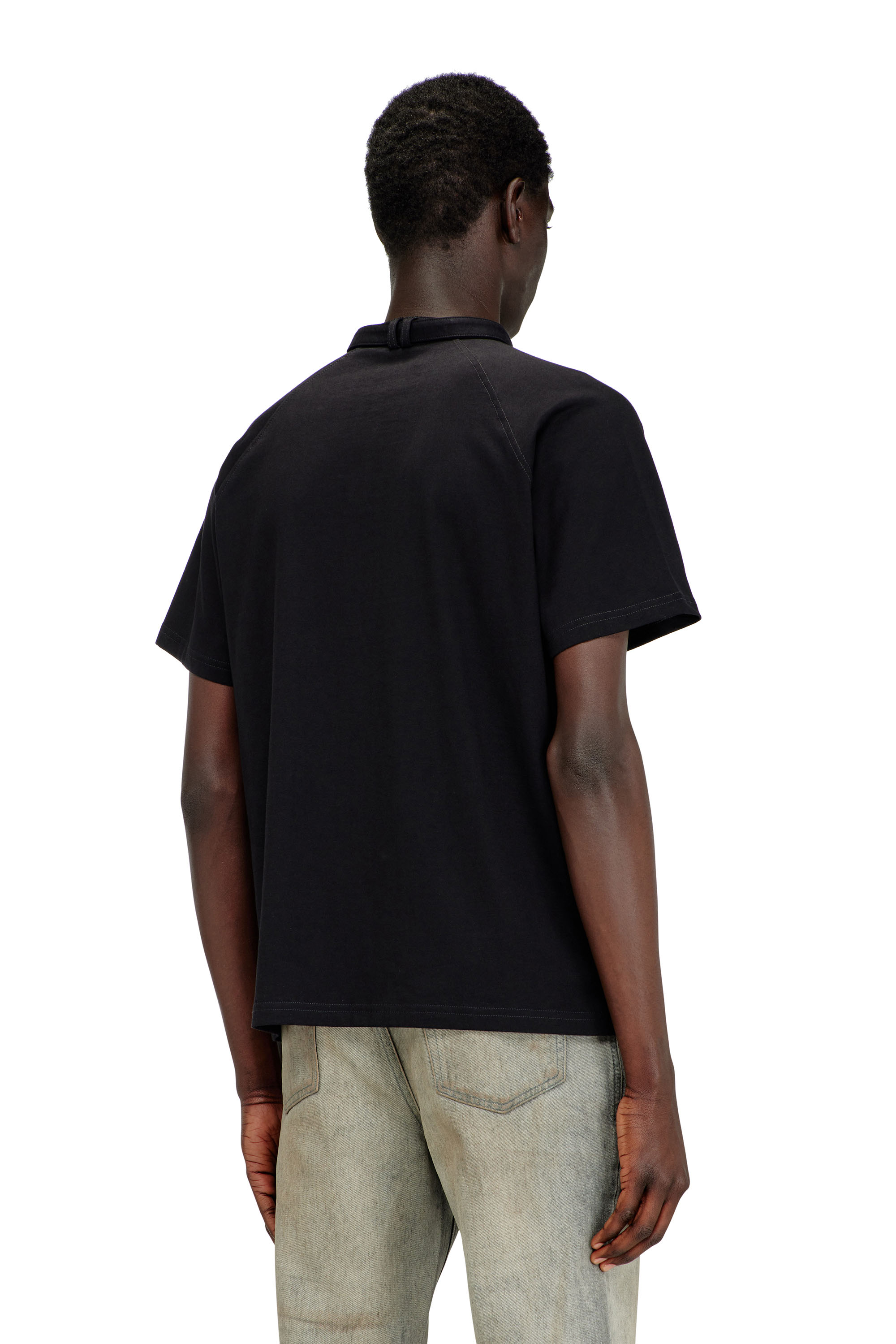 Diesel - T-KAUKO, Male's T-shirt with biker neck strap in Black - 4