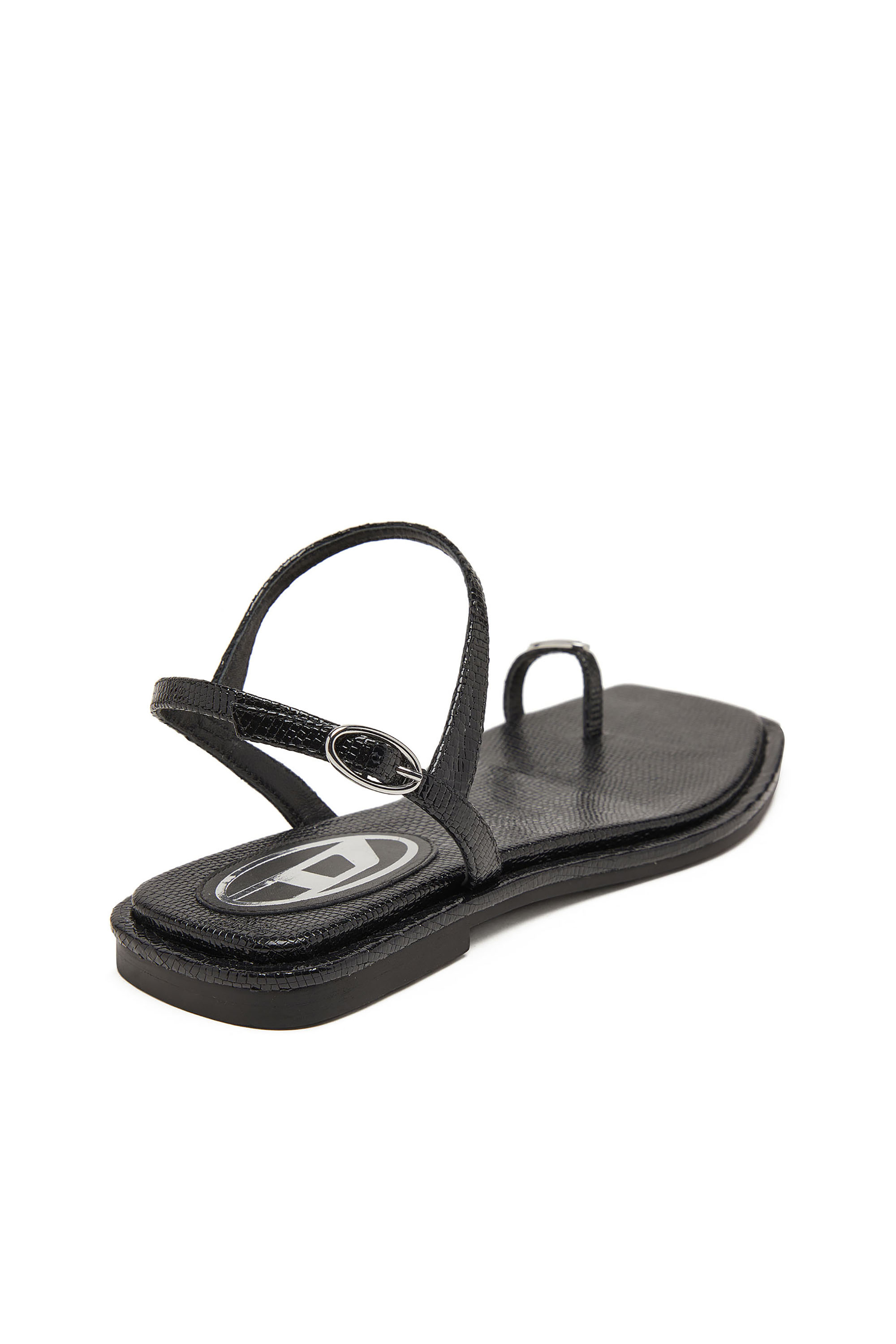 Diesel - D-AMBER INFRA 0, Female's D-AMBER - Sandal in leather with metallic logo in Black - 4