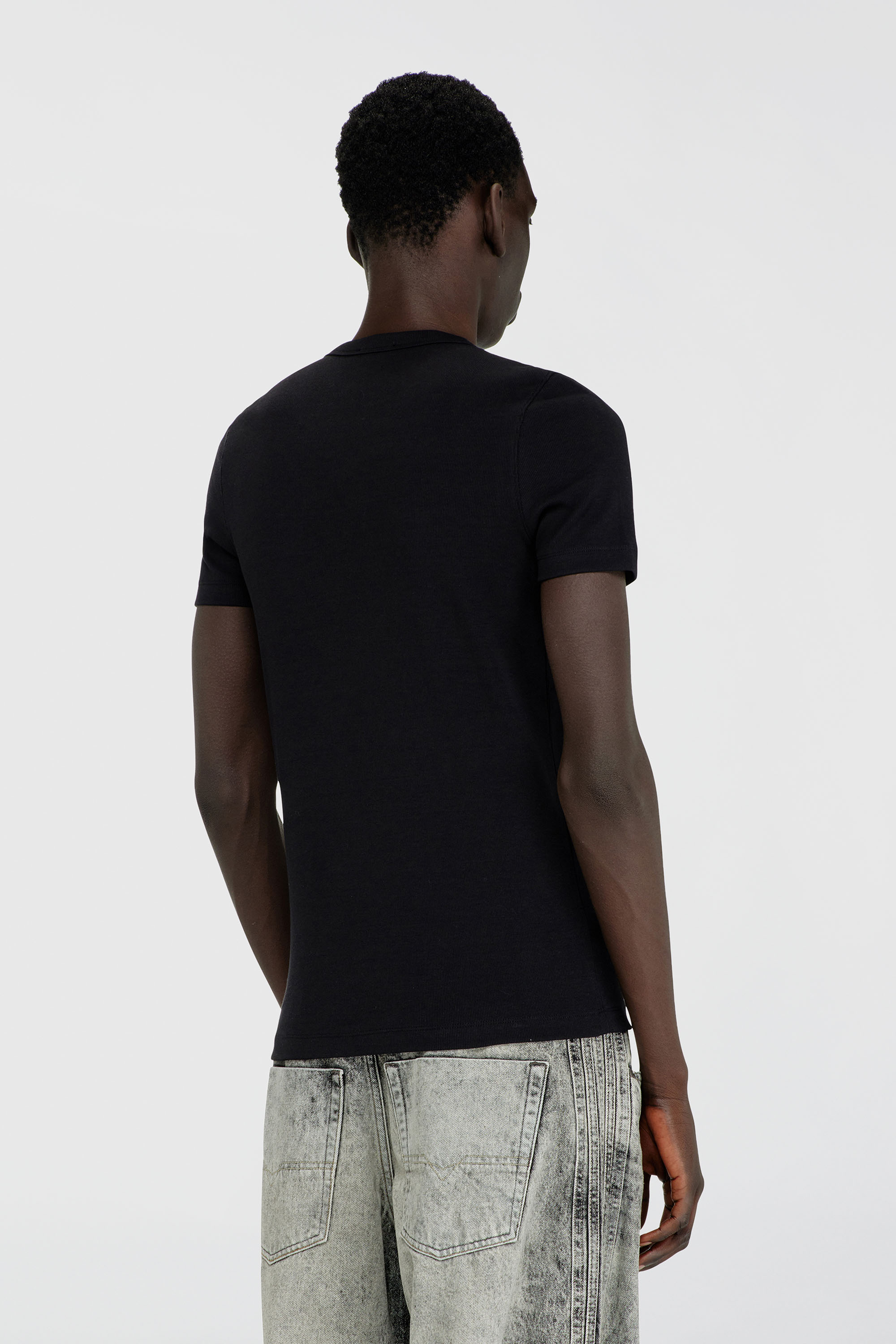 Diesel - T-RIBBER-DCO, Man's Slim short-sleeve top with laser cut Oval D in Black - 4