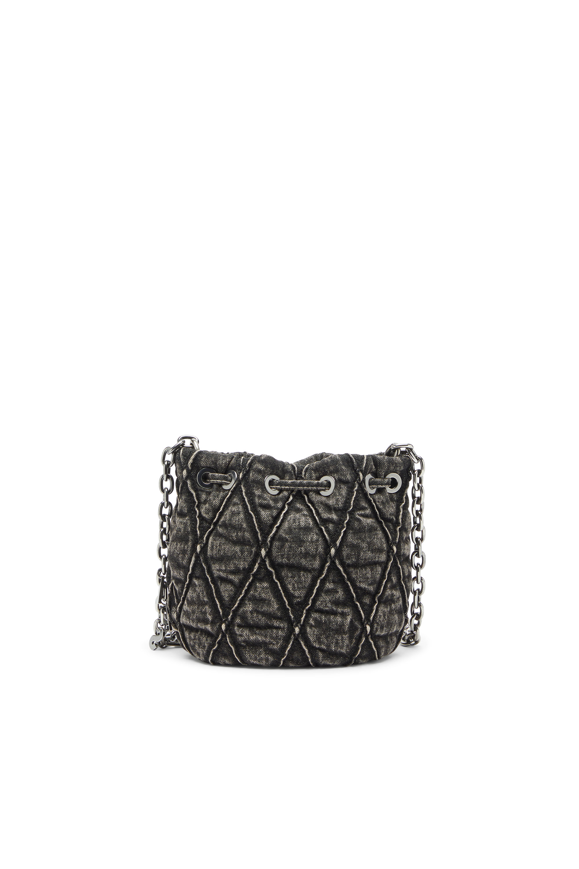 Diesel - CHARM-D BUCKET S, Woman's Charm-D - Bucket bag in acid-wash quilted denim in Dark grey - 2