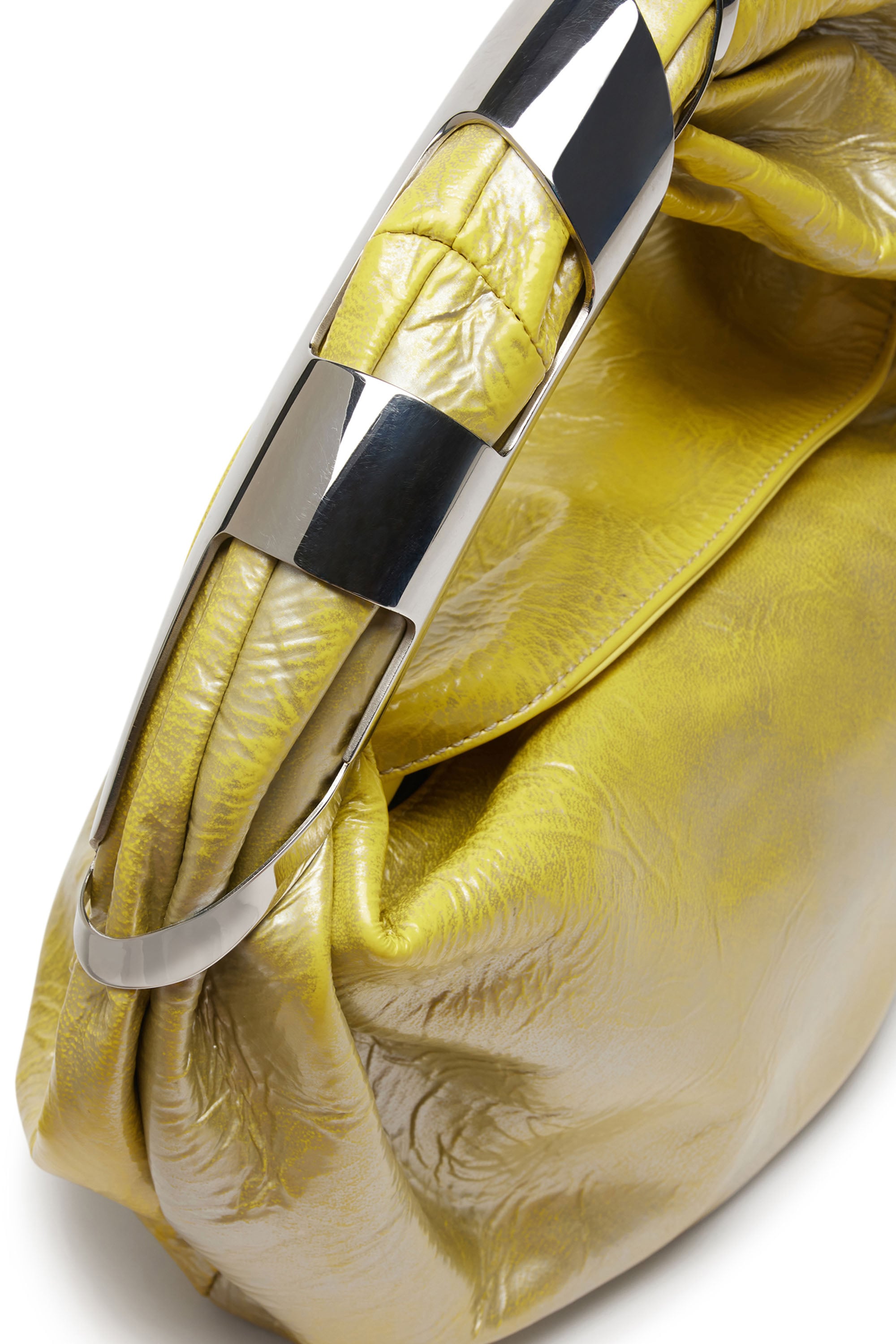 Women's Grab-D Hobo S - Hobo bag in metallic leather | Yellow | Diesel
