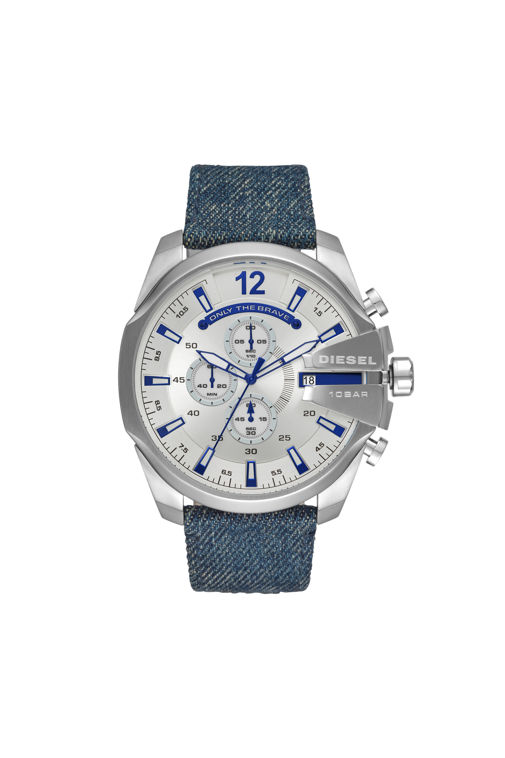DZ4511 Man: Mega Chief chronograph blue denim watch | Diesel