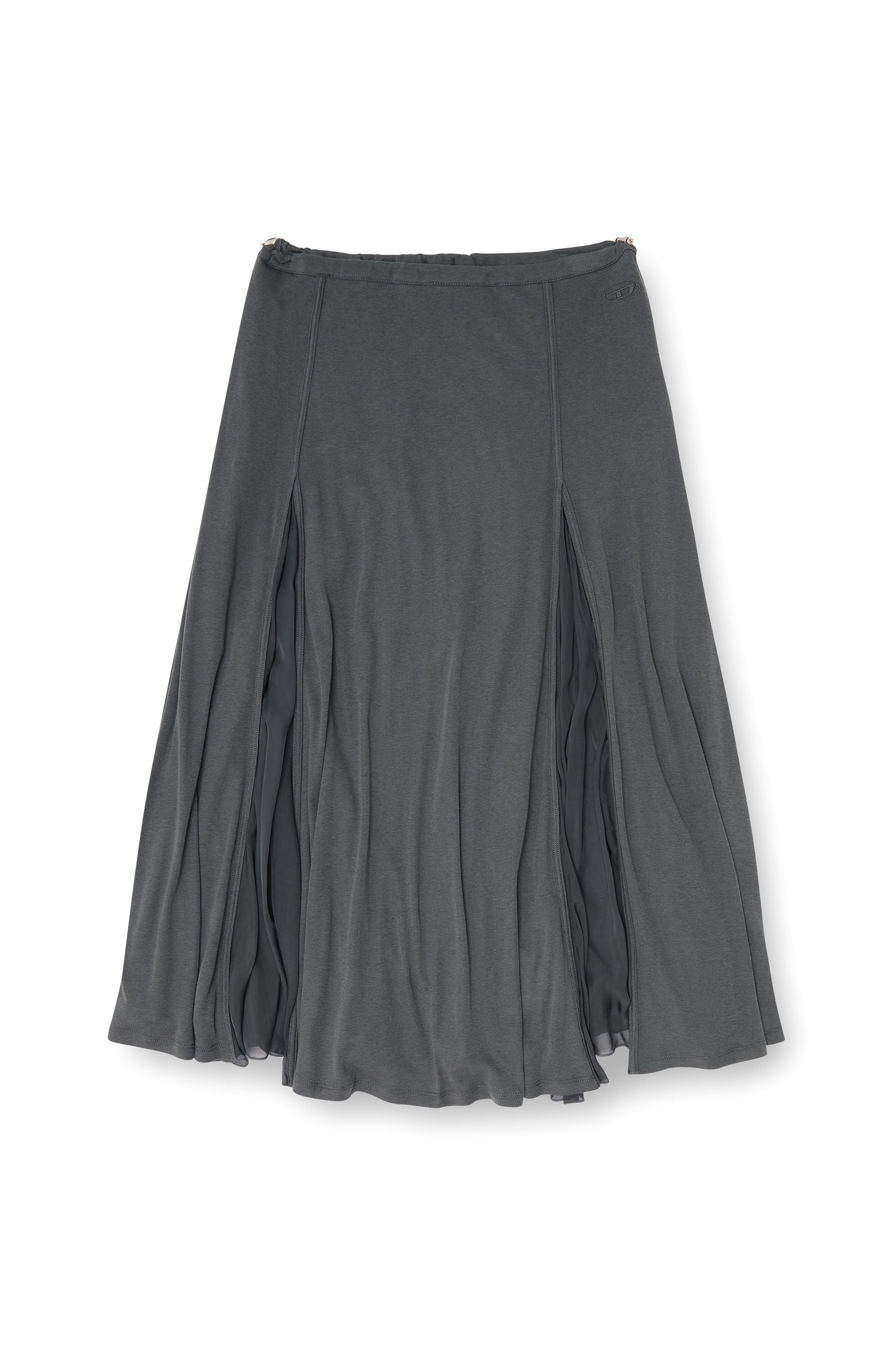 Diesel - O-LONGREI, Female's Midi skirt in ribbed jersey and chiffon in null - 4