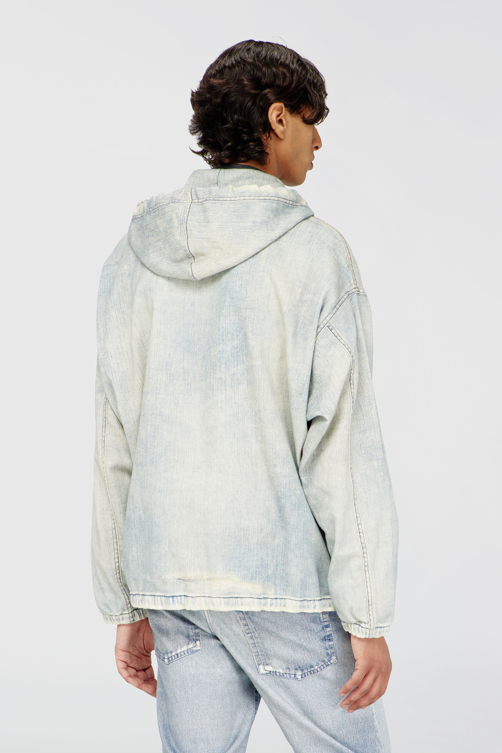 Diesel - D-WYNNY JOGG, Male's Hooded JoggJeans jacket with trompe l&rsquo;oeil in Light Blue - 5