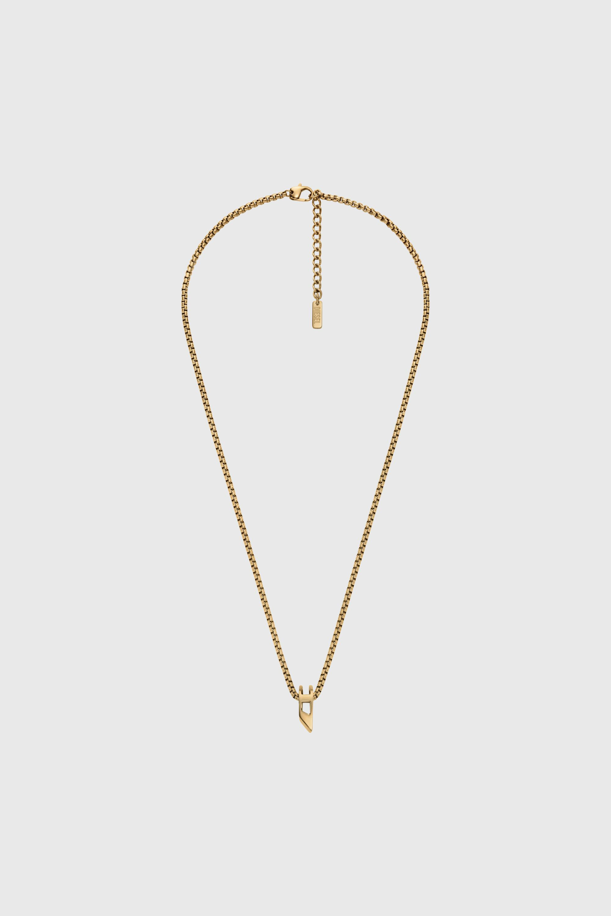 Diesel - DX1670710 JEWELLERY, Collar con colgante de acero inoxidable Unisex in Dorado - 1