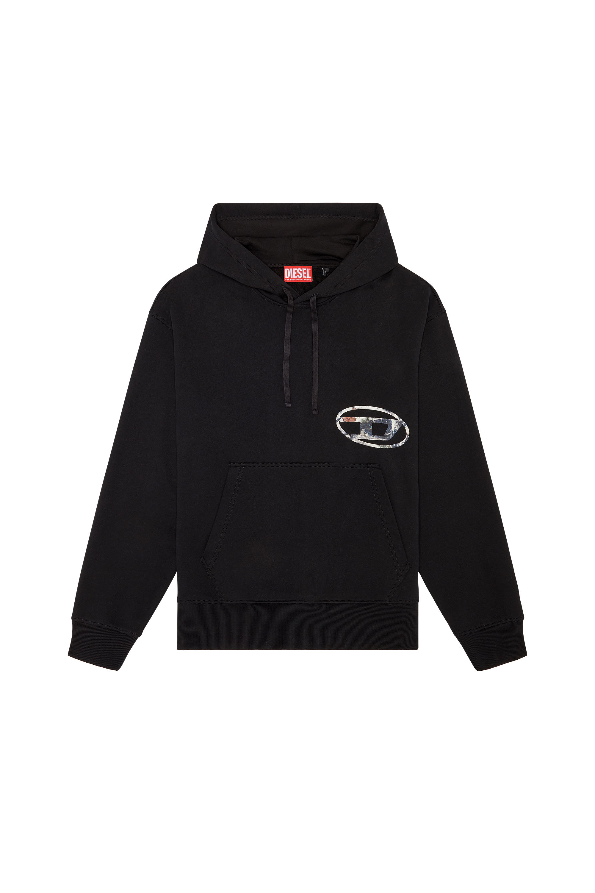 Men's Hoodie with Planet logo print | Black | Diesel Men's Hoodie with Planet logo print | Black | Diesel