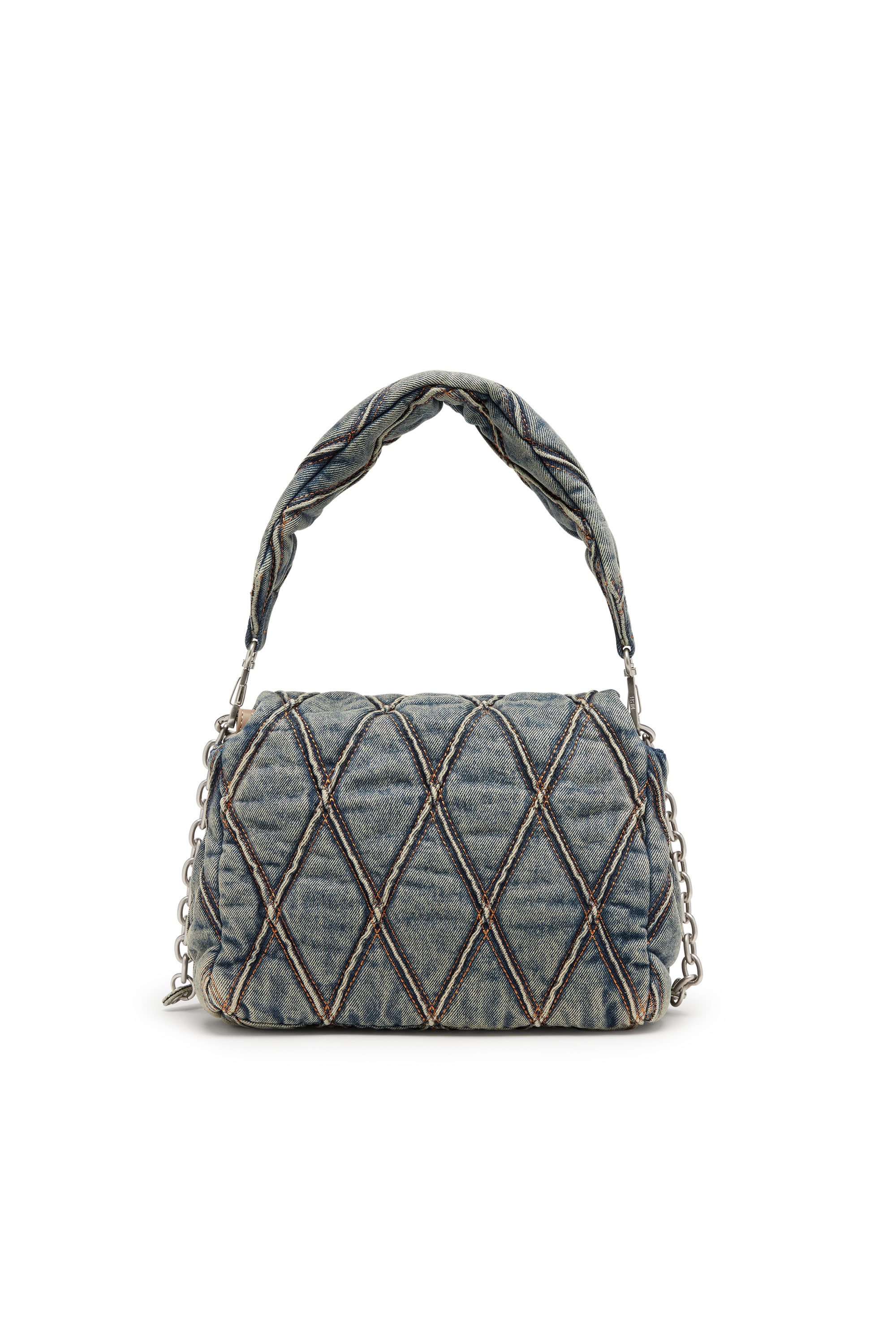 Diesel - CHARM-D SHOULDER M, Female's Charm-D M-Handbag in quilted denim in Medium Blue - 2