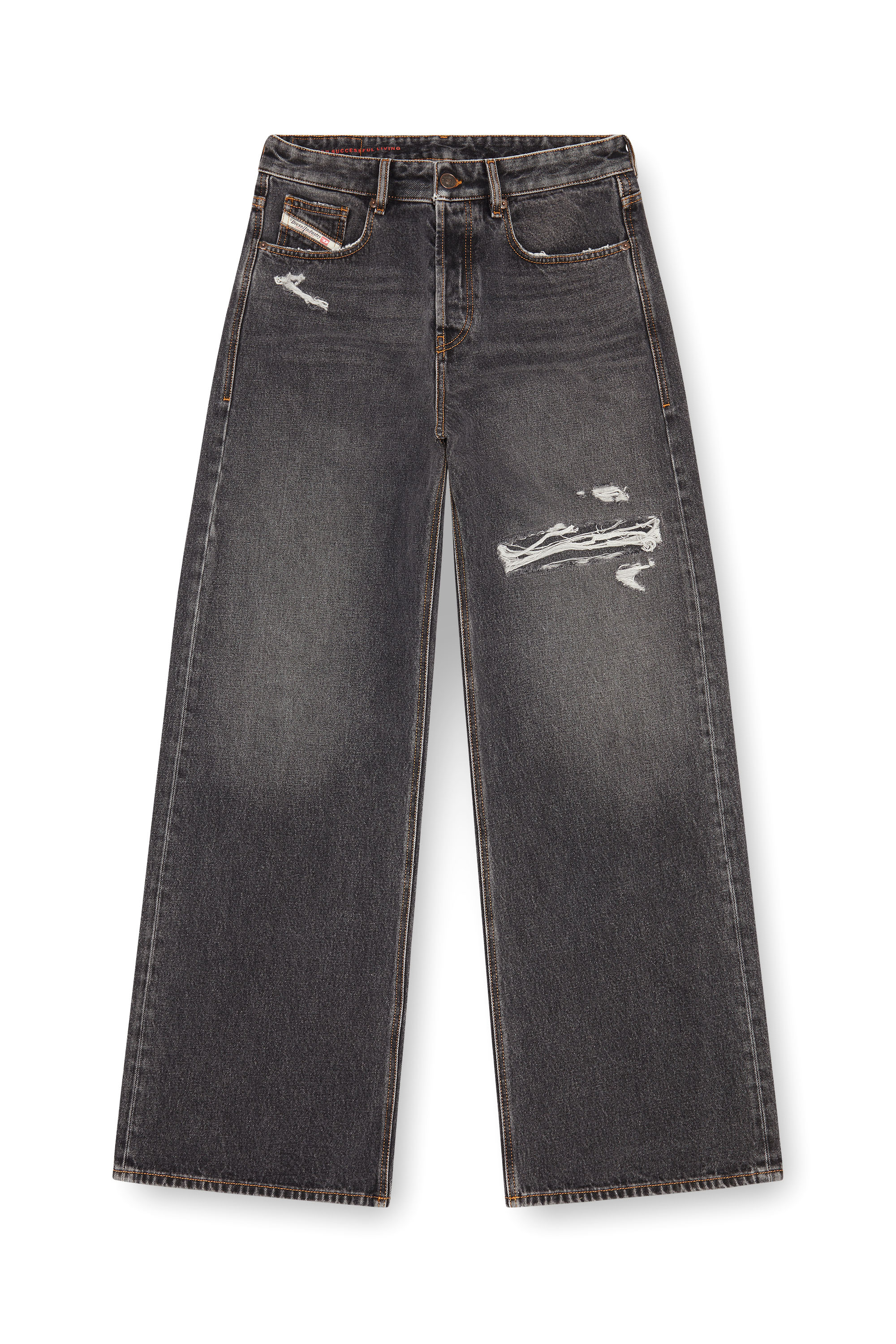 Diesel - Relaxed Jeans D-Rise 007F6 Homme, Noir/Gris foncé - Image 3