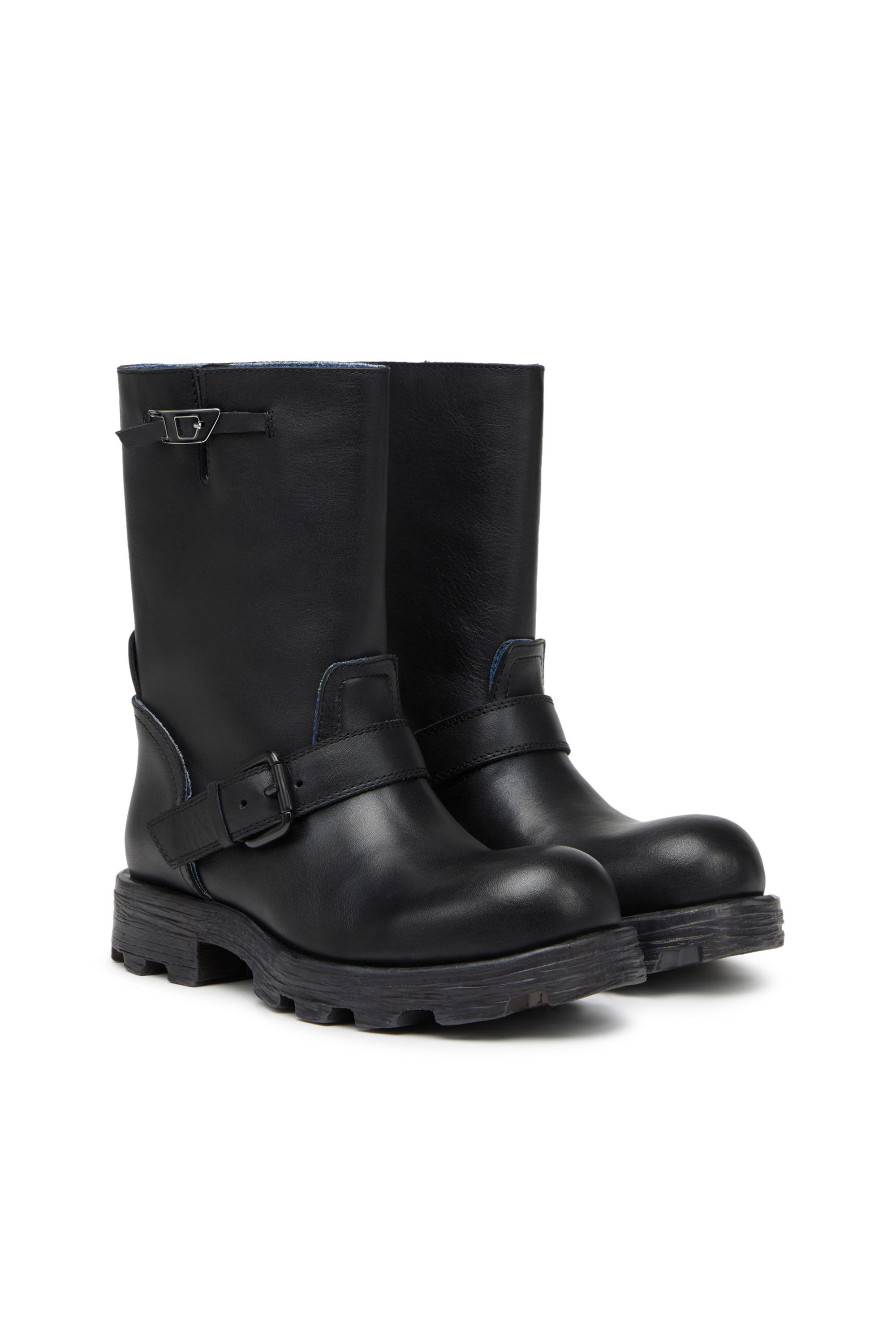 Women's D-Hammer HB W - Leather boots with denim edges | Black