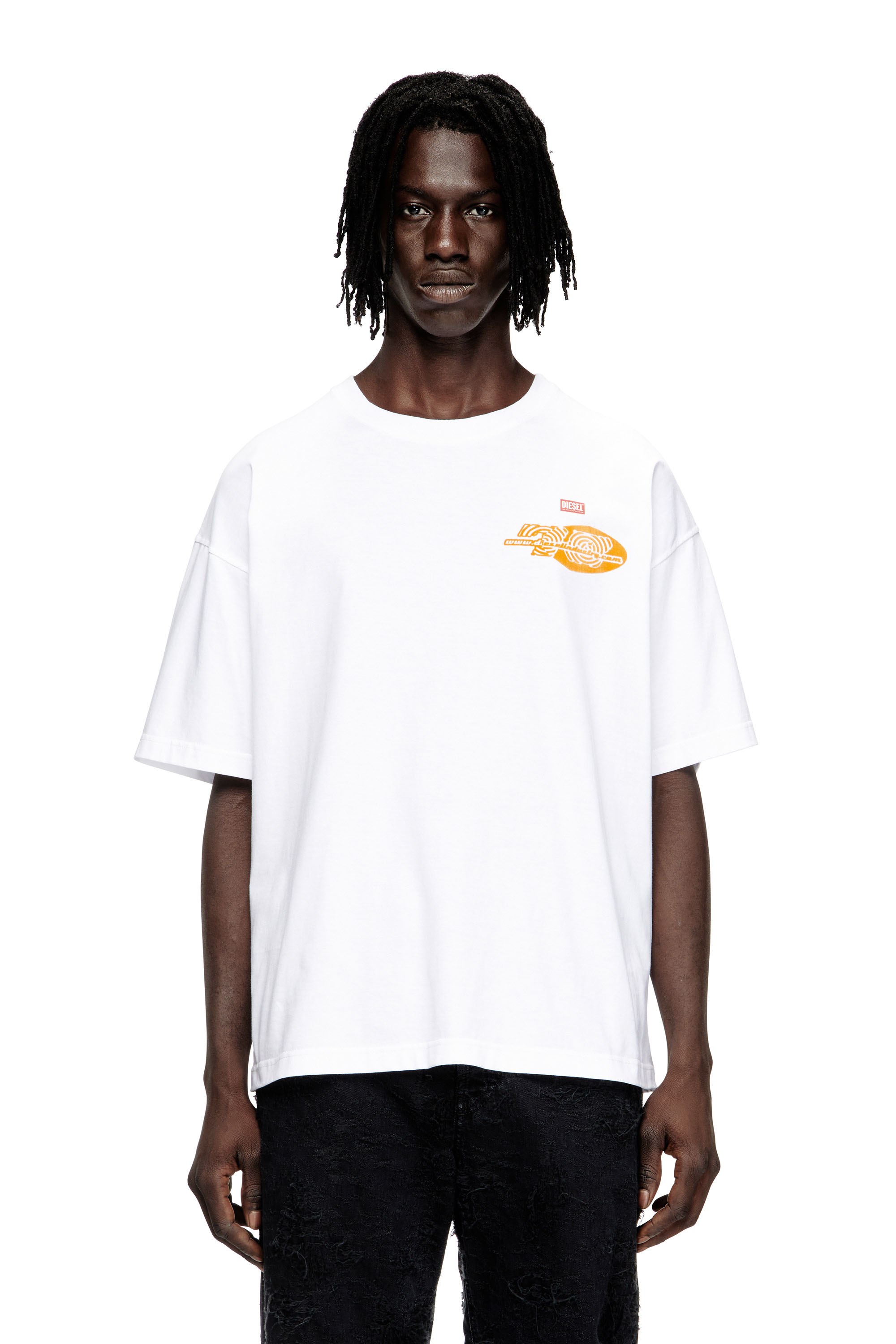 Diesel - T-BOXT-T23, T-shirt en coton avec imprimé graphique Homme in Blanc - 3