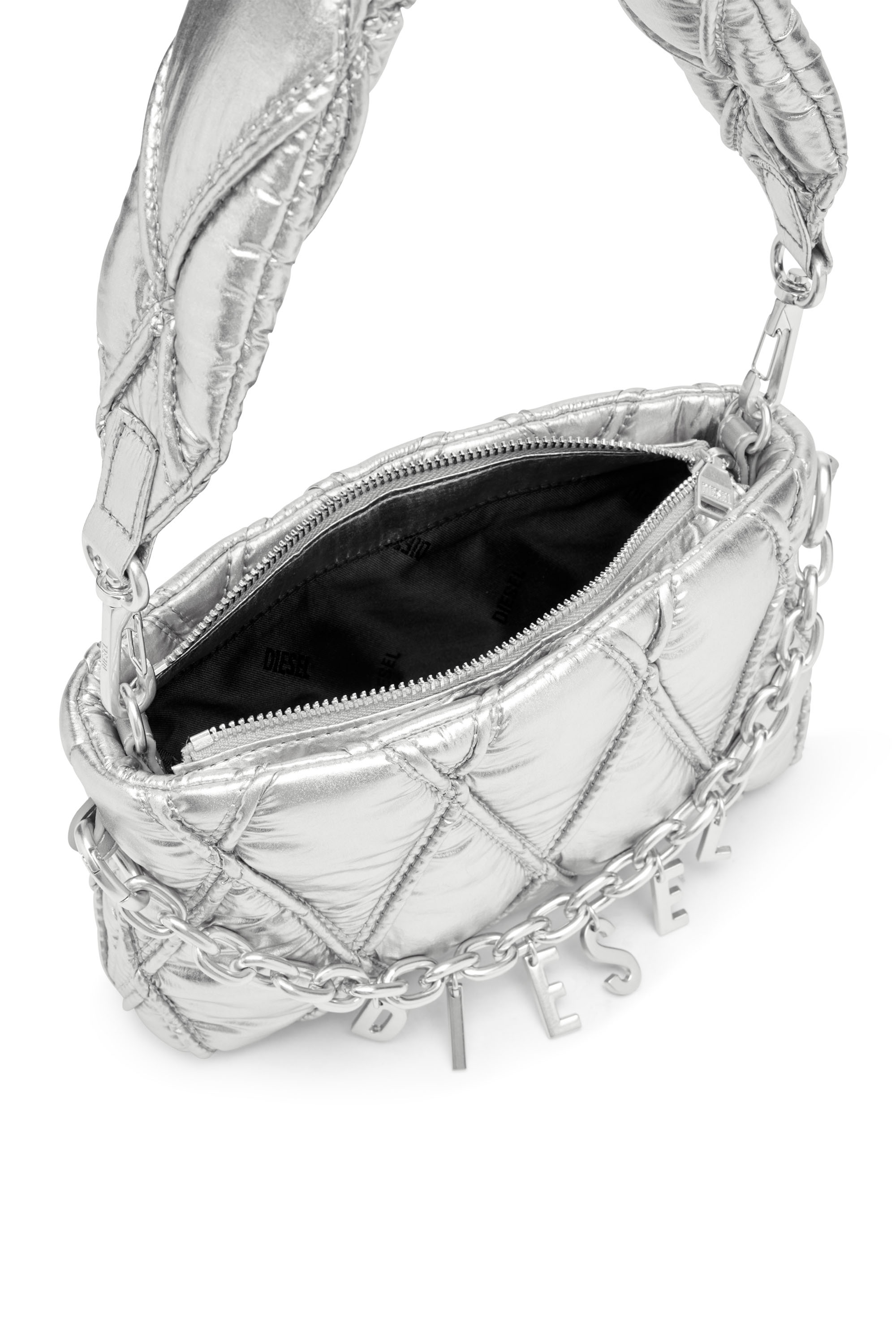 Diesel - CHARM-D POUCH, Porte-monnaie en nylon métallisé matelassé Femme in ToBeDefined - 4